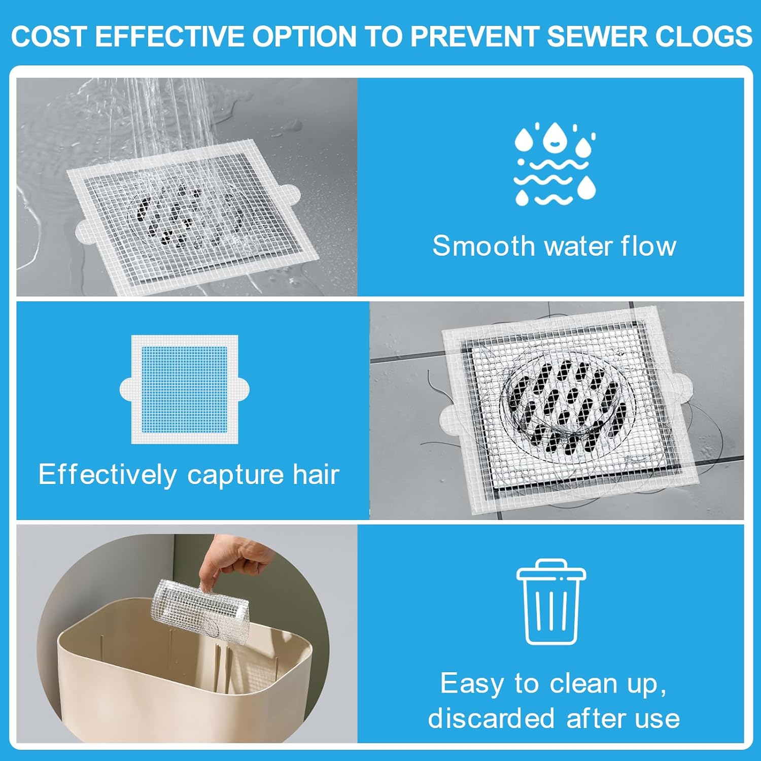 Qoosea 30 Pack Disposable Drain Hair Catcher
