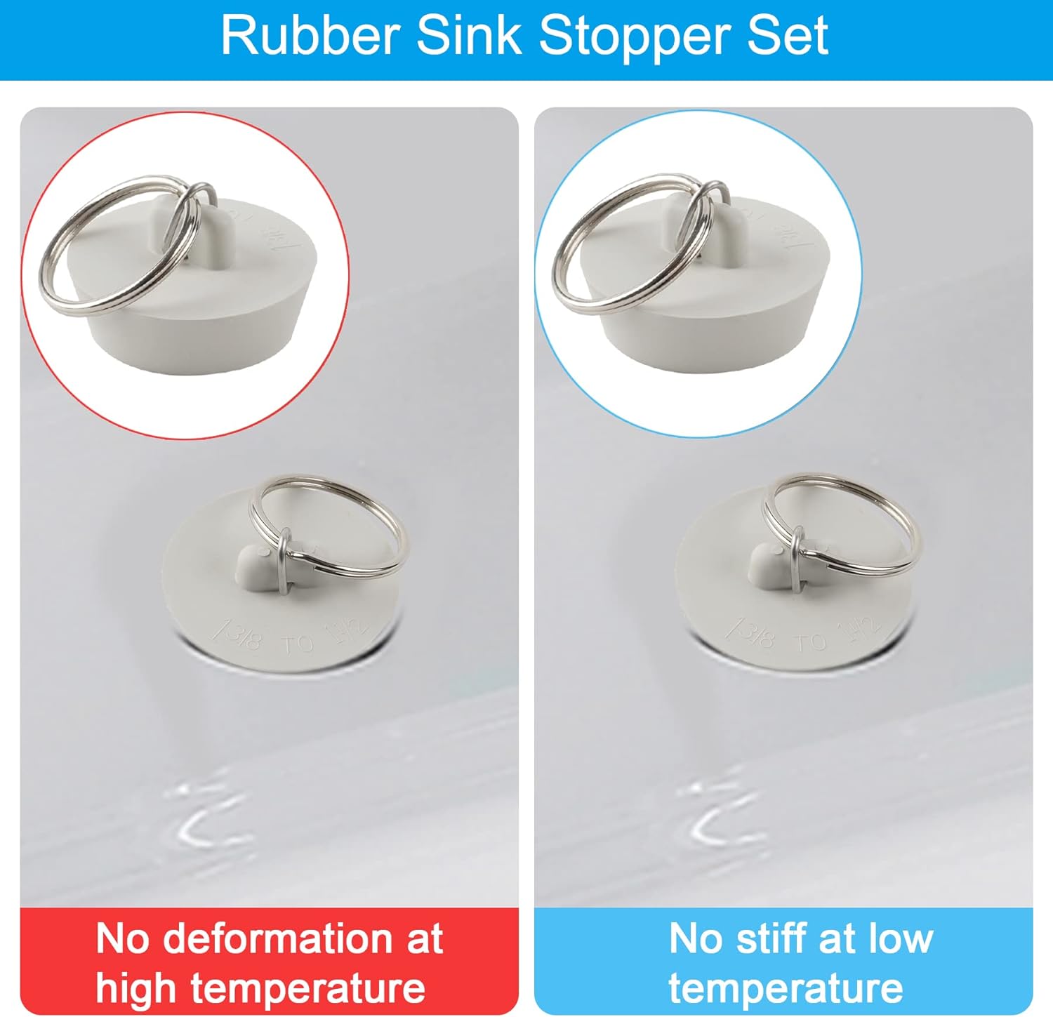 Hibbent 6-Piece Drain Stopper Set White 1