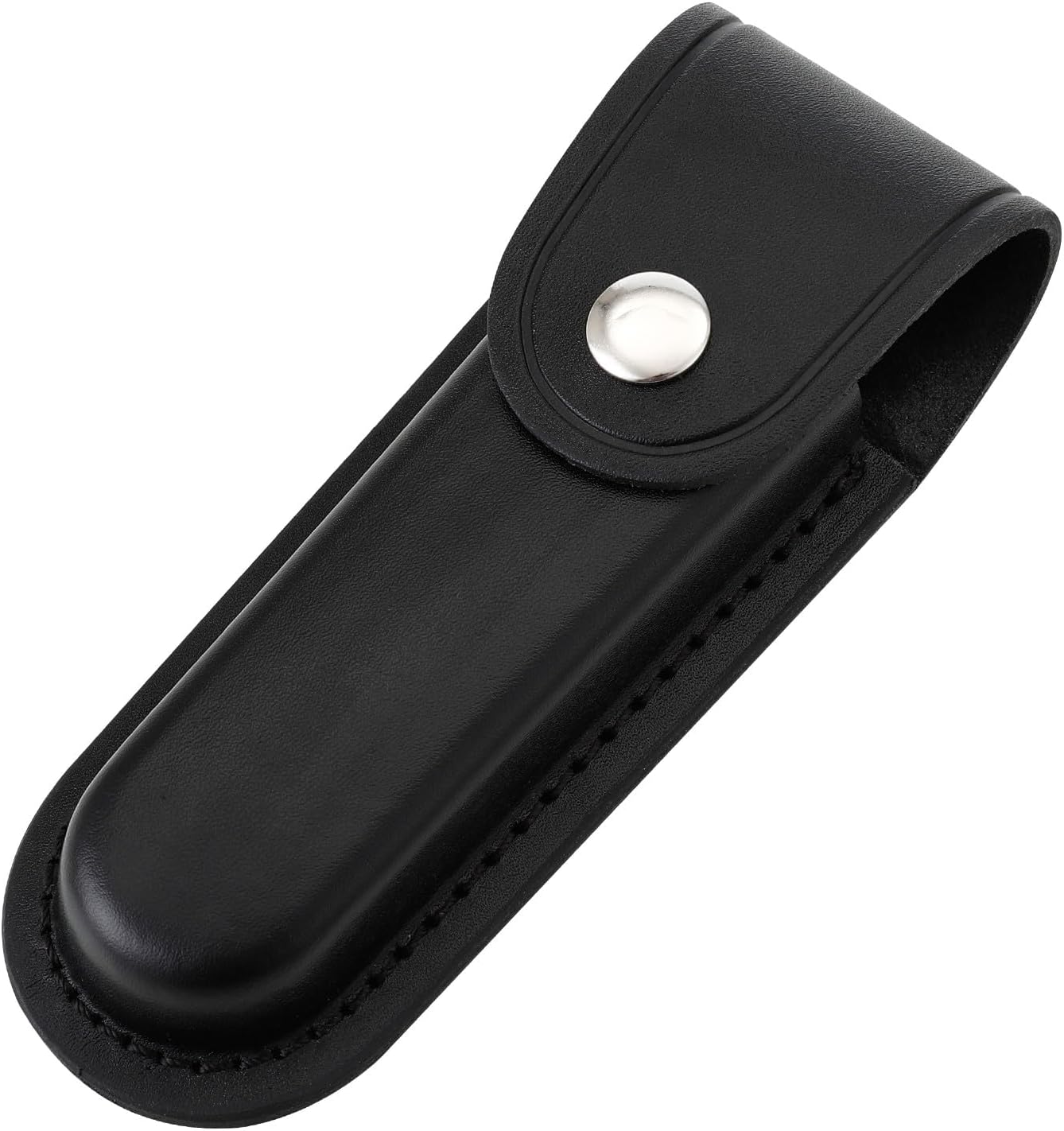 Qtcial 5 Folding Knife Leather Sheath with Belt Loop and Snap Closure Black