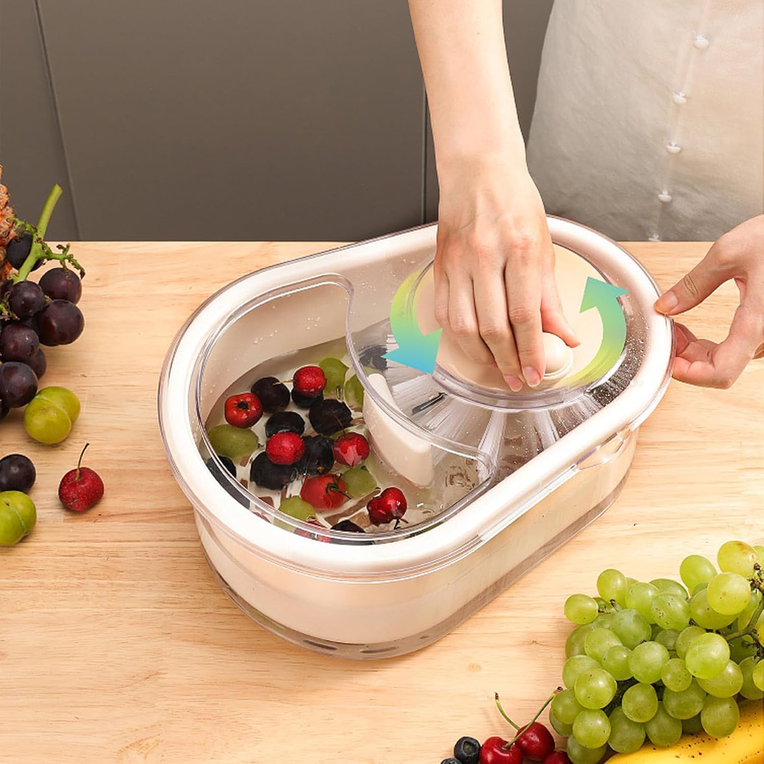 Fruit Cleaner Spinner with Brush 2pcs