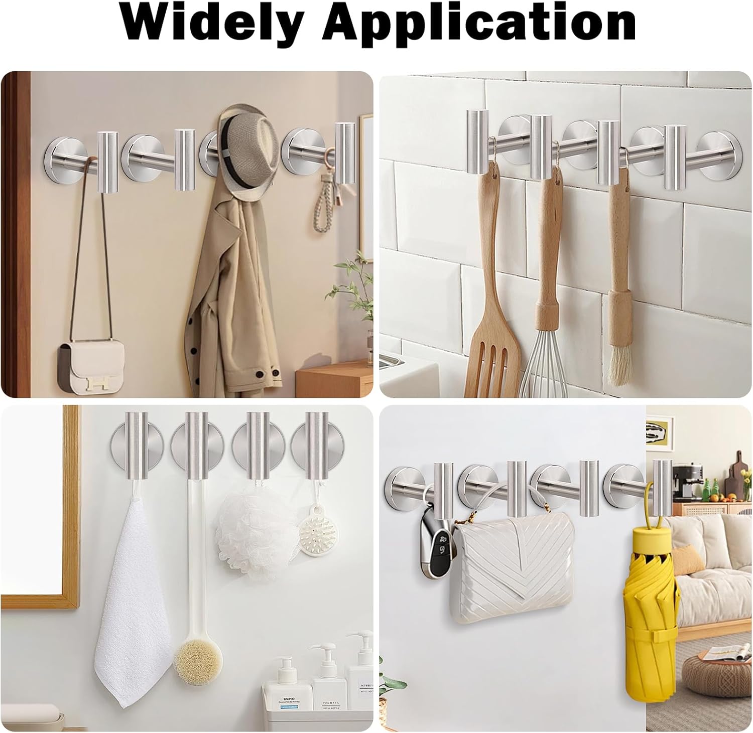 Livabber 4 Pack Brushed Nickel Towel Hooks