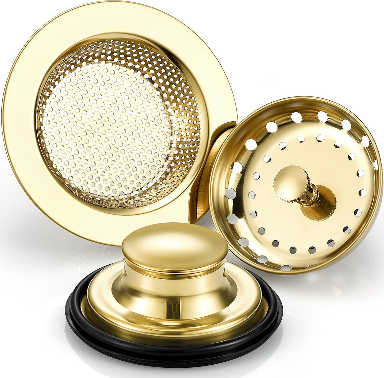 Mudder 3 Pcs Kitchen Sink Drain Strainer Set Light Gold