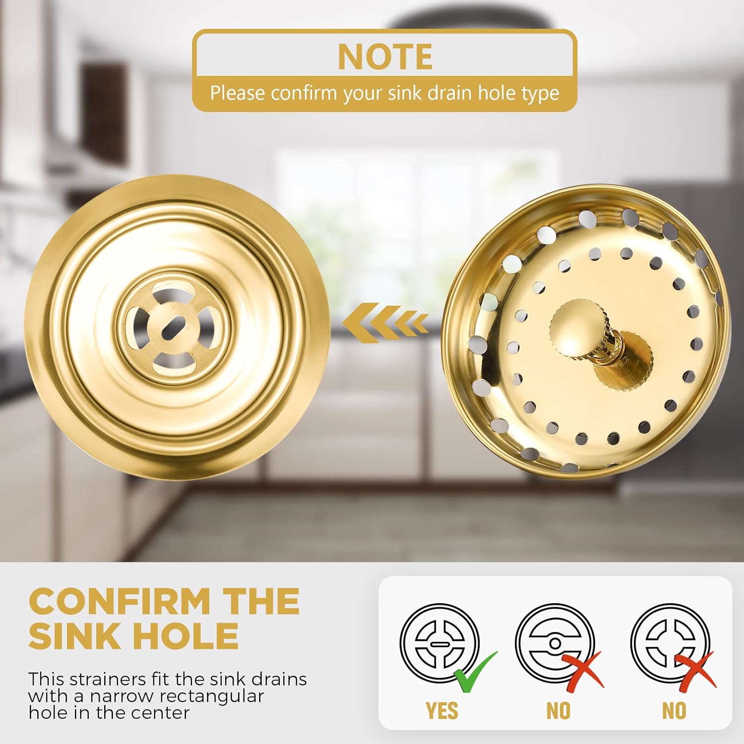 Mudder 3 Pcs Kitchen Sink Drain Strainer Set Light Gold