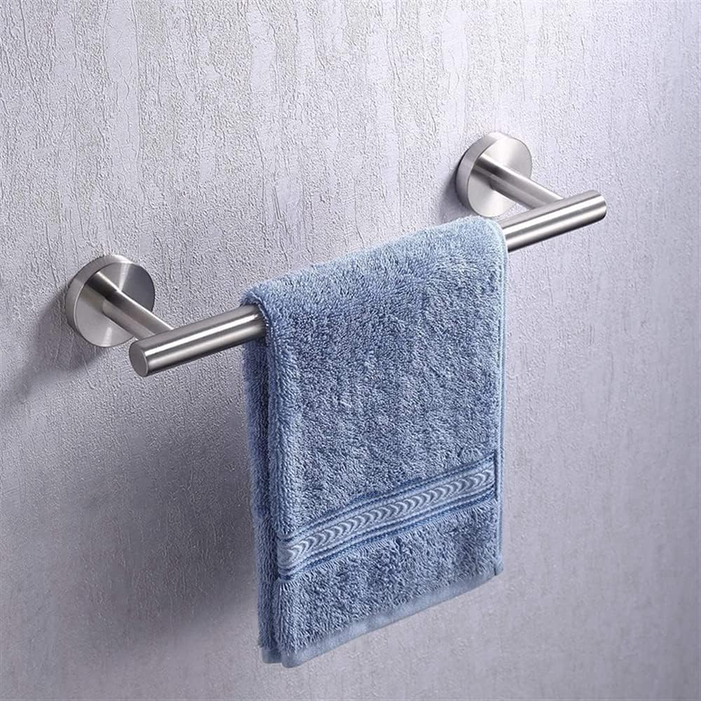 Bathroom Towel Rail Rack with Wall Mount and Hooks - Silver