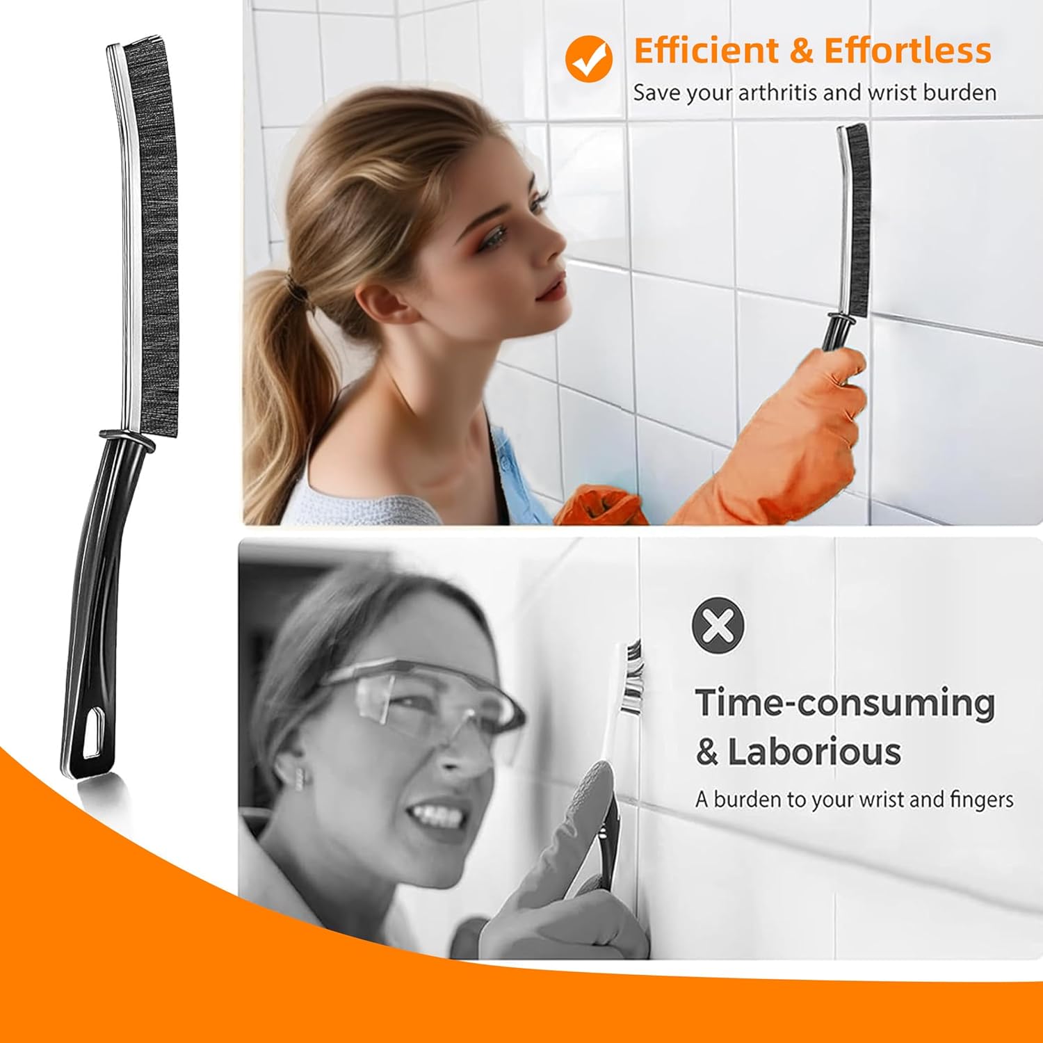 3Pcs Hard Bristled Crevice Cleaning Brush for Kitchen Bathroom Car