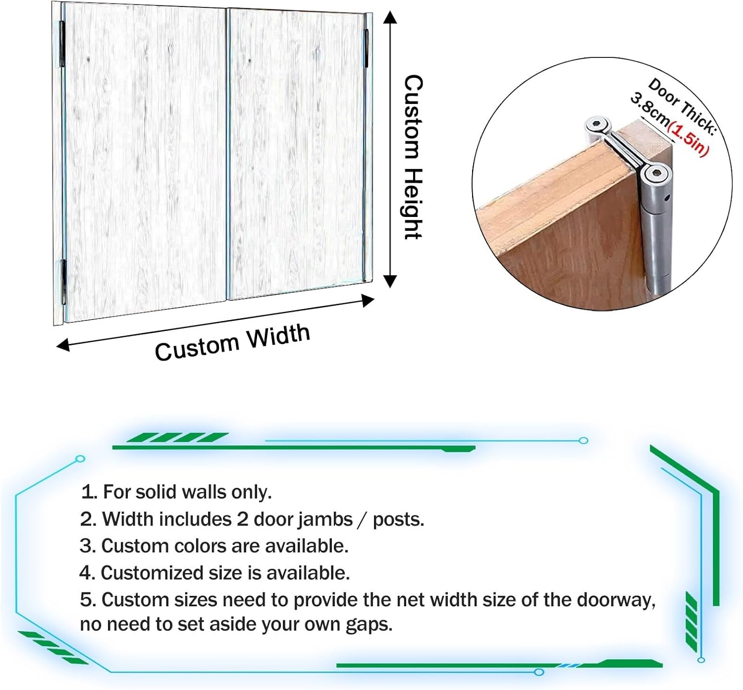 Custom Size Swinging Door with Auto-Closing Mechanism