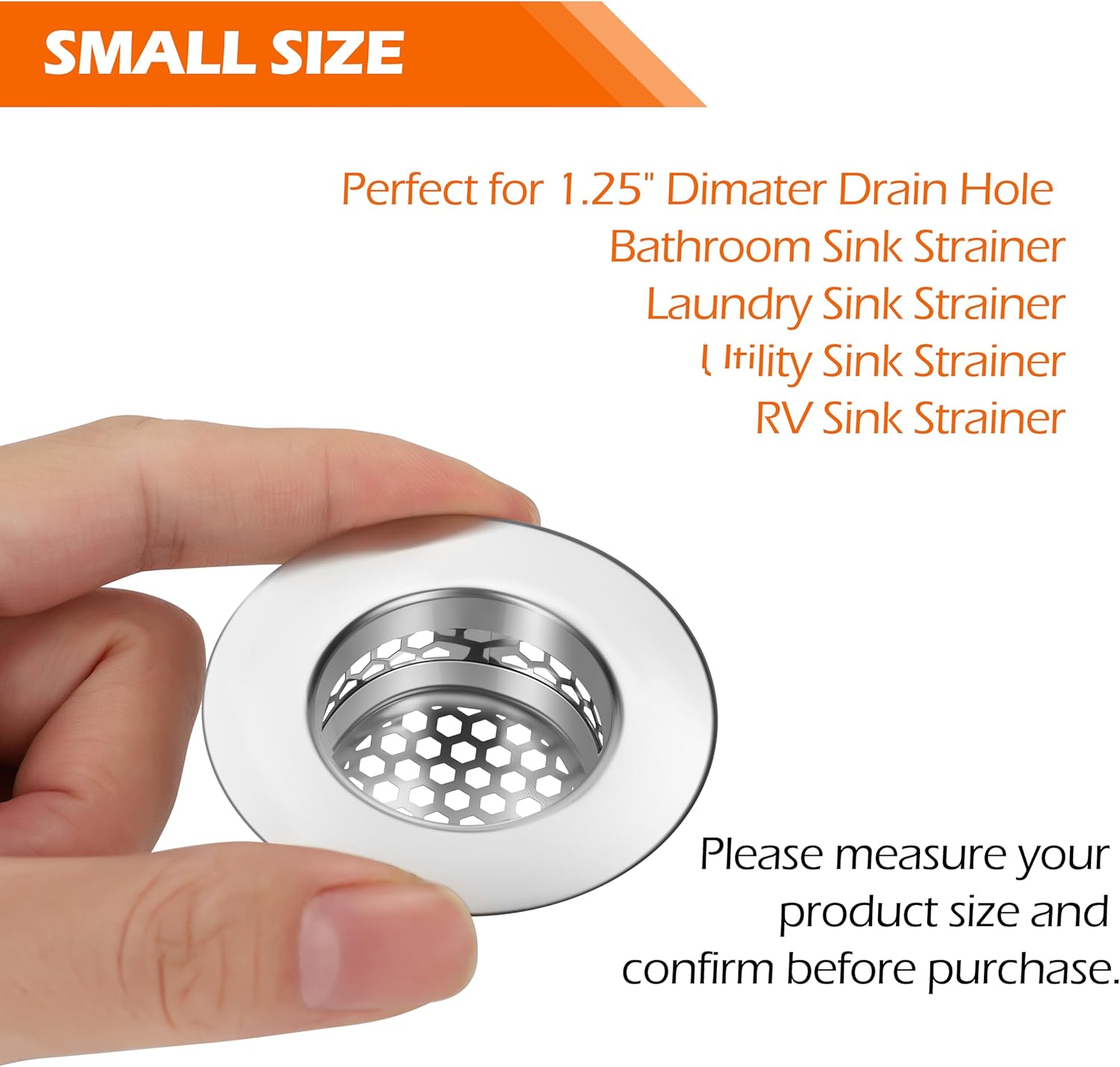 NADTLSS 3 Pack Bathroom Sink Strainer 125 Drain Hair Catcher Stainless Steel