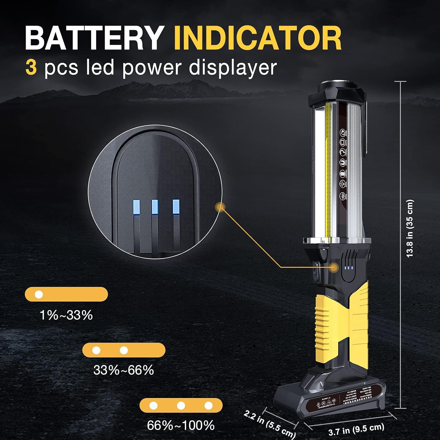 WARSUN Rechargeable LED Work Light 1500 Lumens Magnetic Base
