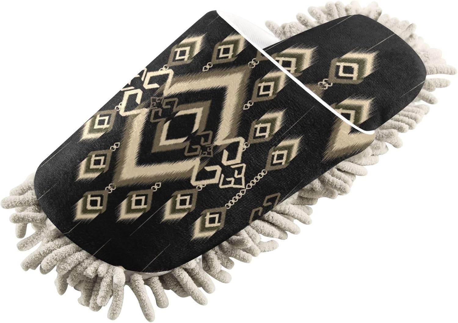 Kigai Microfiber Slippers with Ethic Ikat Pattern - Black Size L