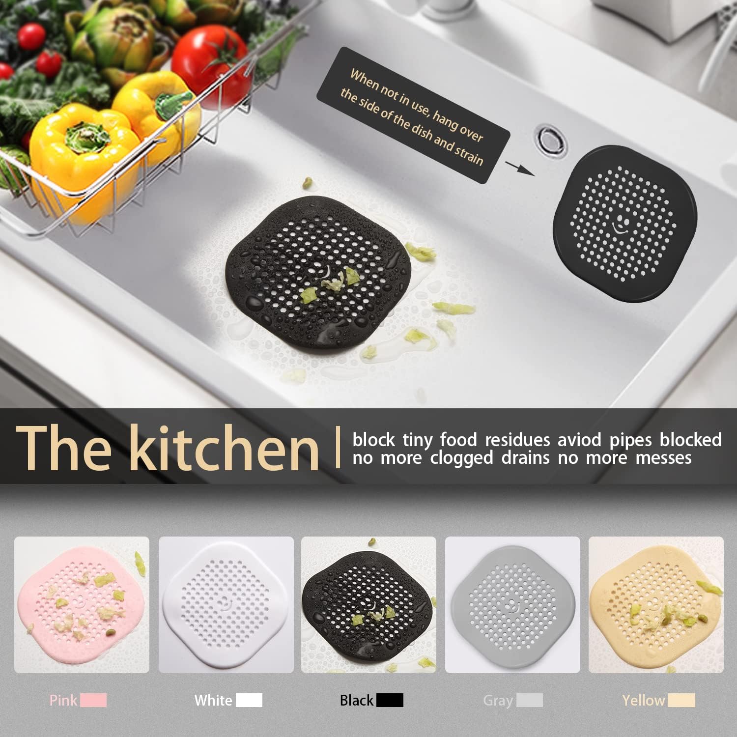 2 Pack Silicone Drain Hair Catcher for Kitchen and Shower