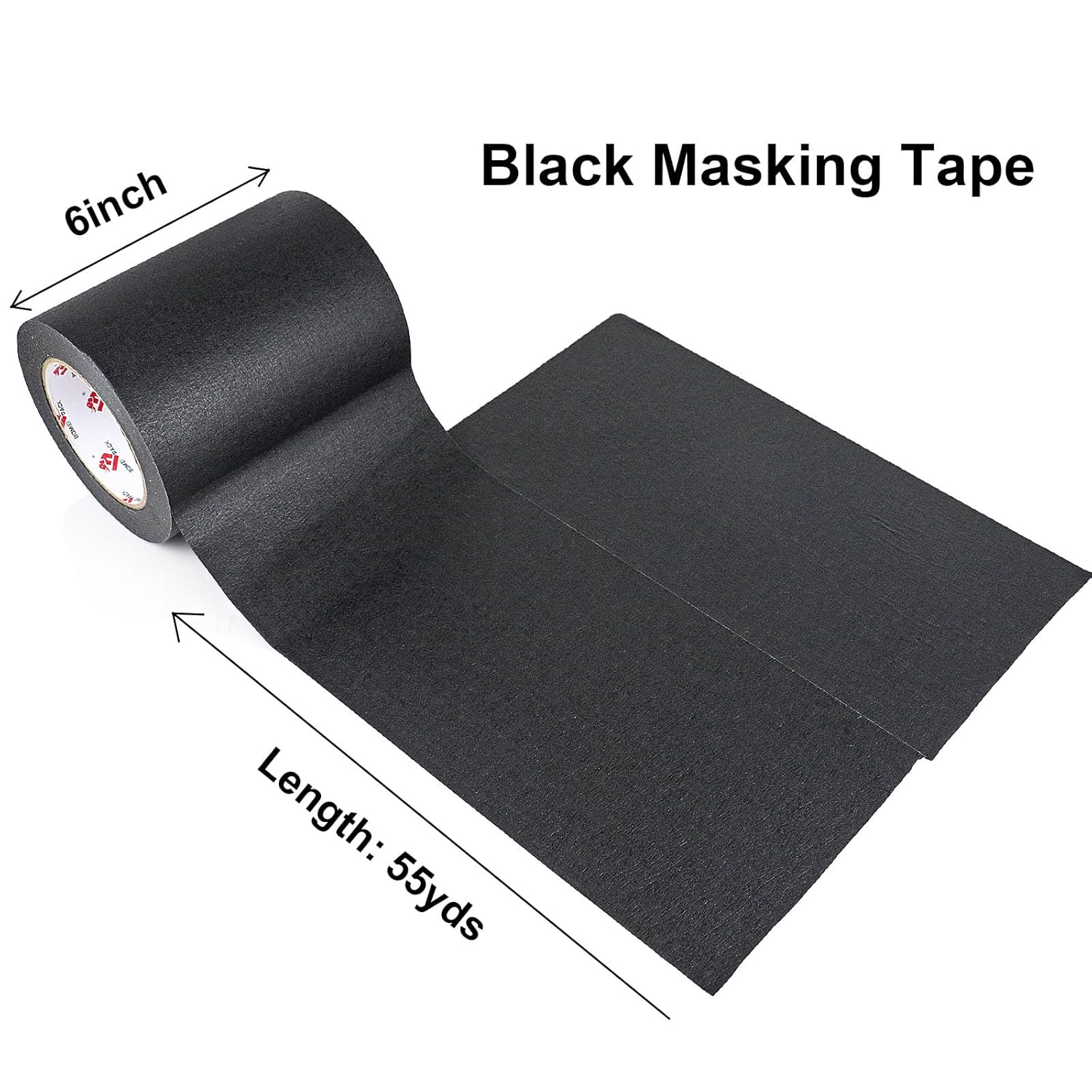 BOMEI PACK 6 Inch Wide Black Masking Tape 55 Yards