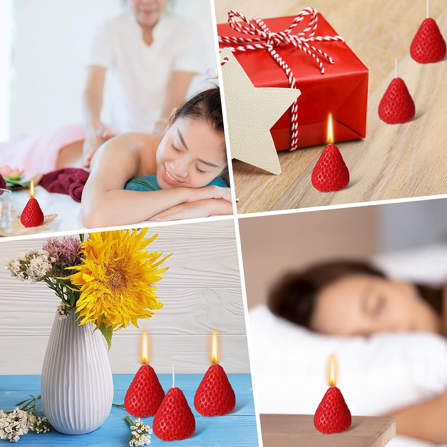 MTLEE 12 Pcs Strawberry Scented Soy Wax Candles