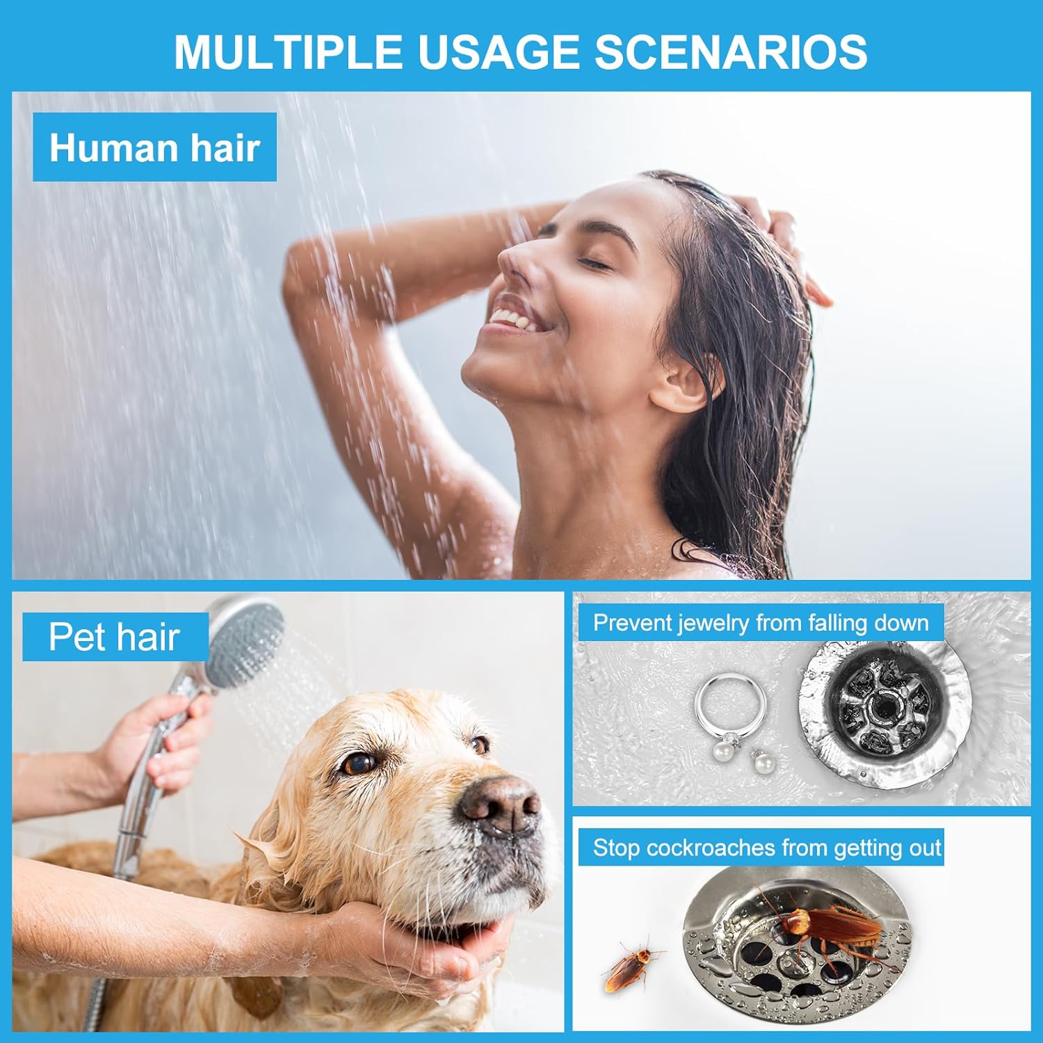 Qoosea 30 Pack Disposable Drain Hair Catcher