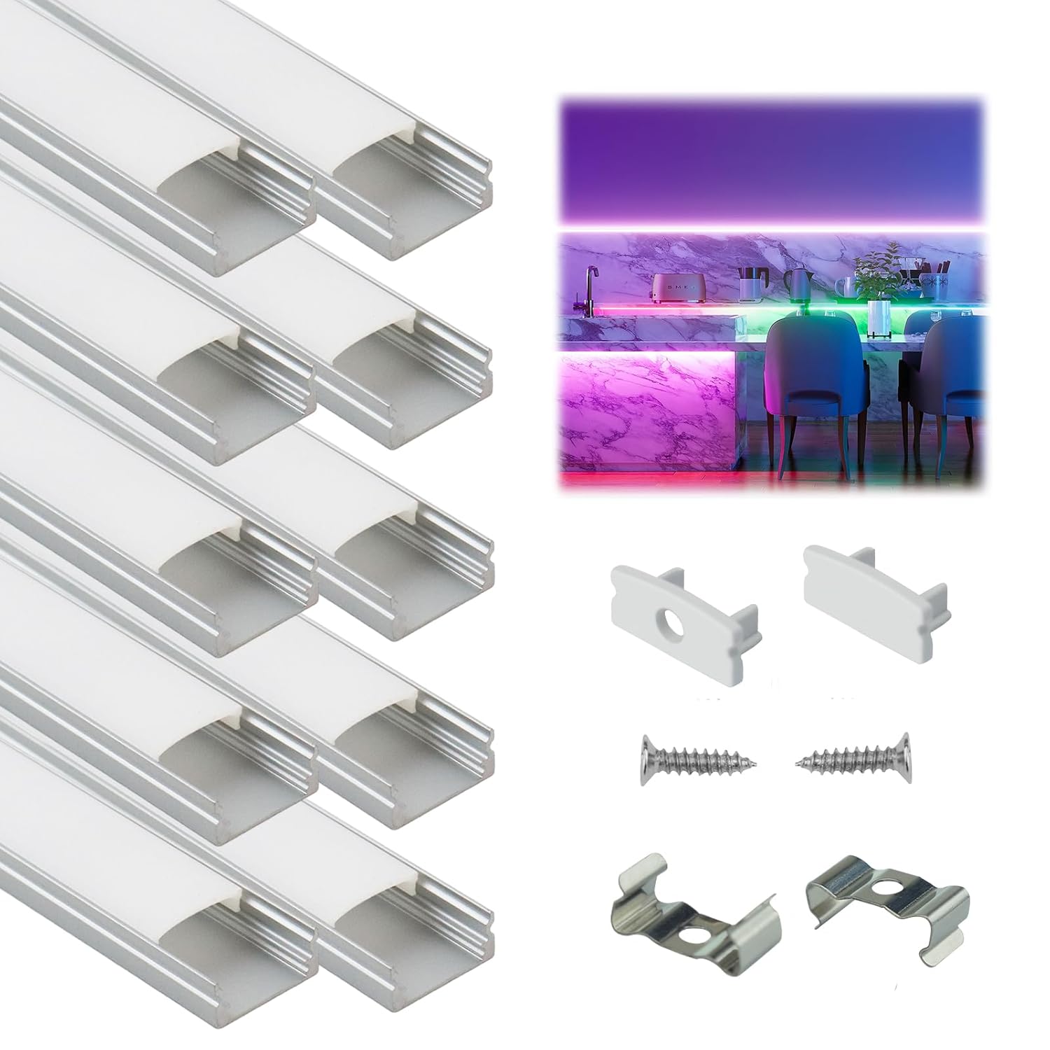 Muzata 10Pack 33FT LED Channel U Shape Diffuser 1