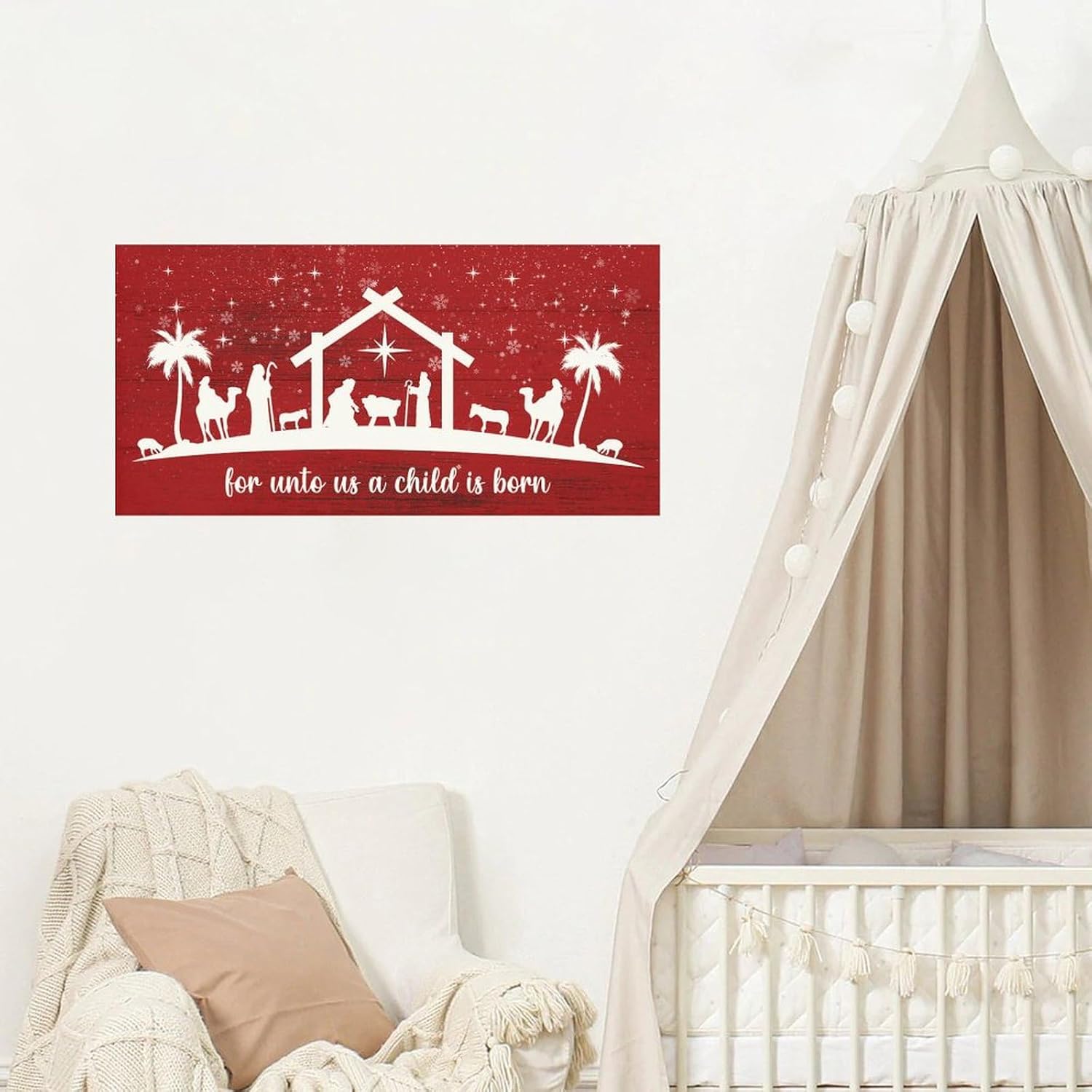 Merry Christmas Oh Holy Night Reusable Wall Decal