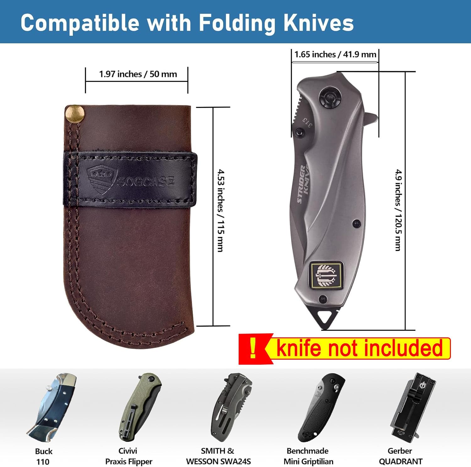 SOGCASE Leather Knife Sheath Belt - Darkbrown