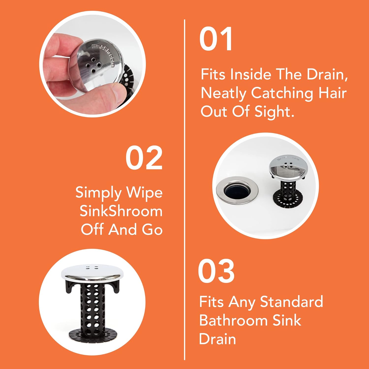 SinkShroom Chrome Drain Hair Catcher Protector