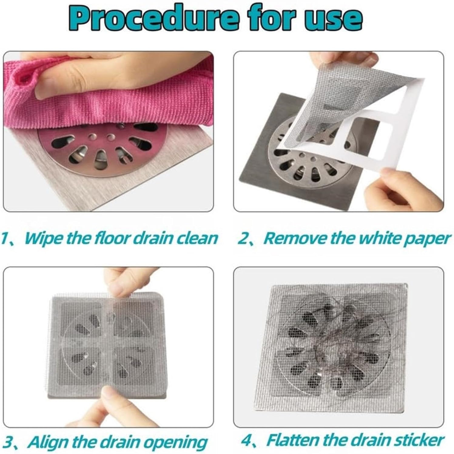 100Pcs Floor Drain Sticker with Hair Catcher