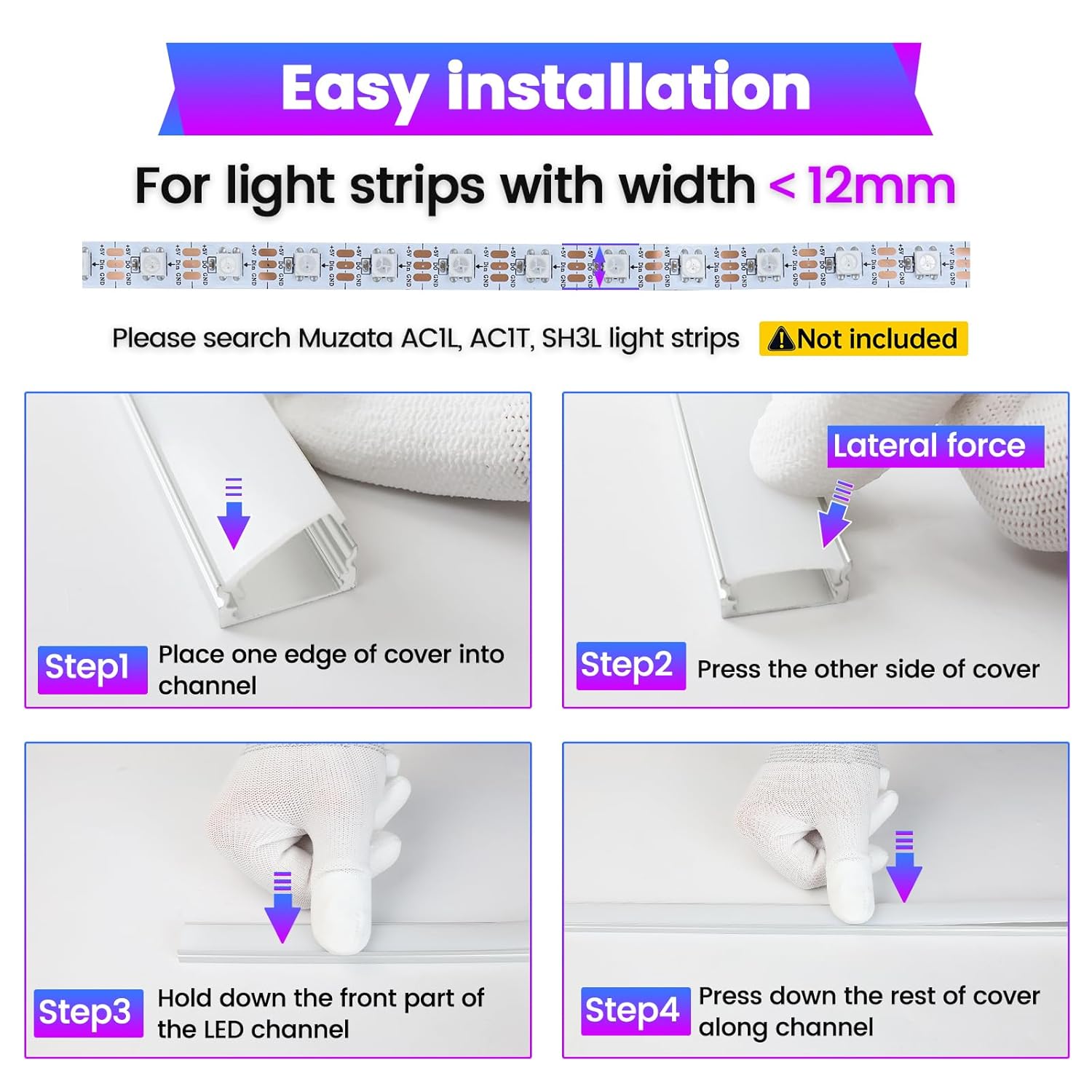 Muzata 10Pack 33FT LED Channel U Shape Diffuser 1