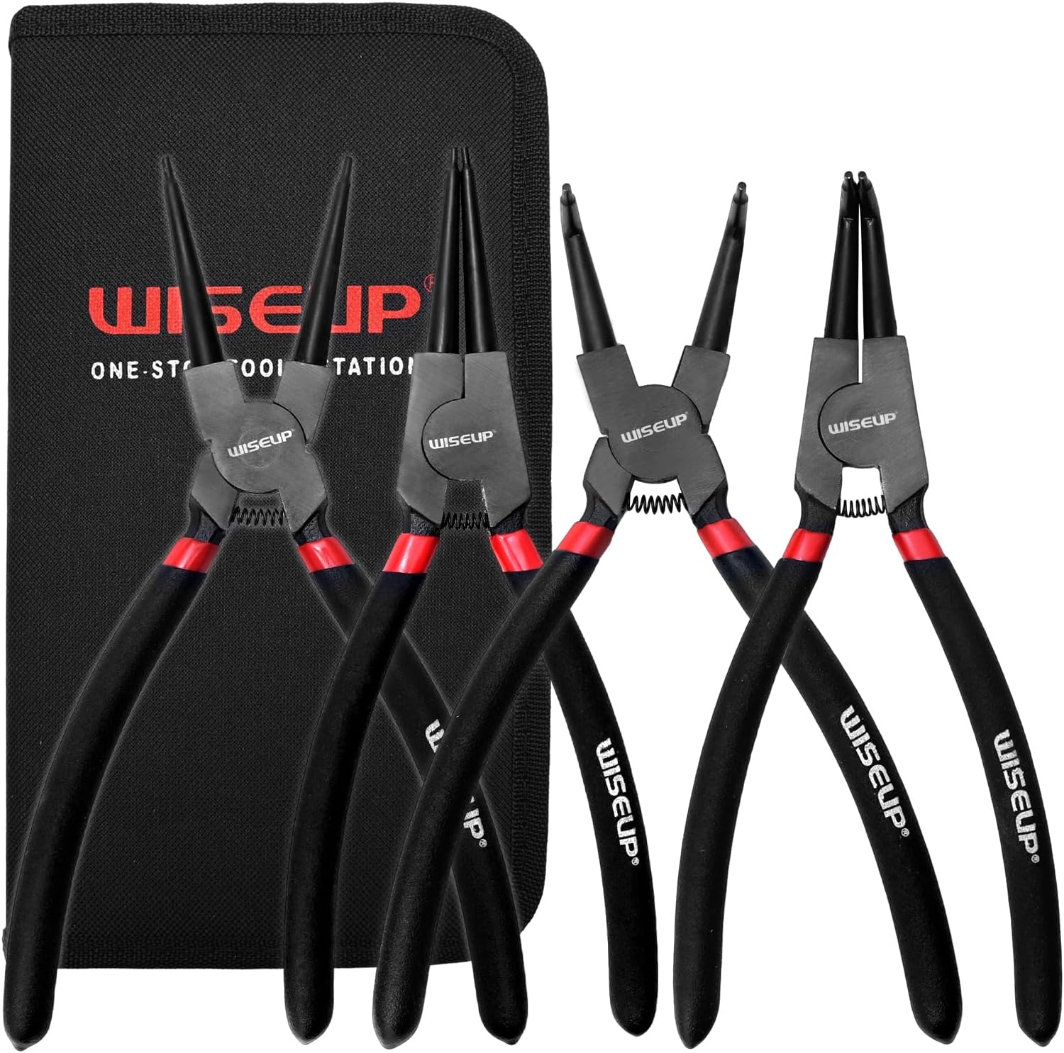 WISEUP 9 Inch Heavy Duty Snap Ring Pliers Set 4PCS