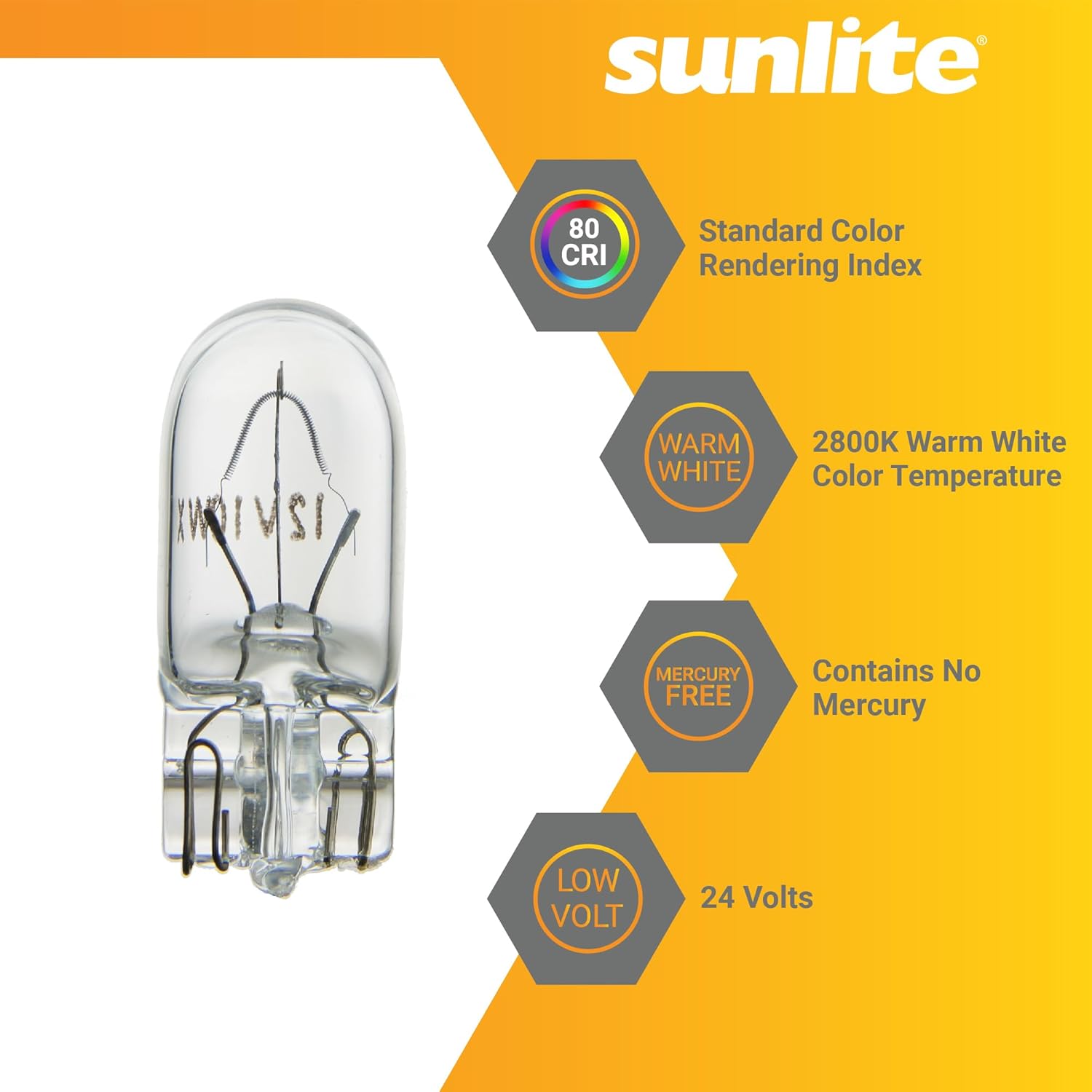Sunlite Xelogen Wedge Base T325 LED Bulb 5W 24V 10 Pack