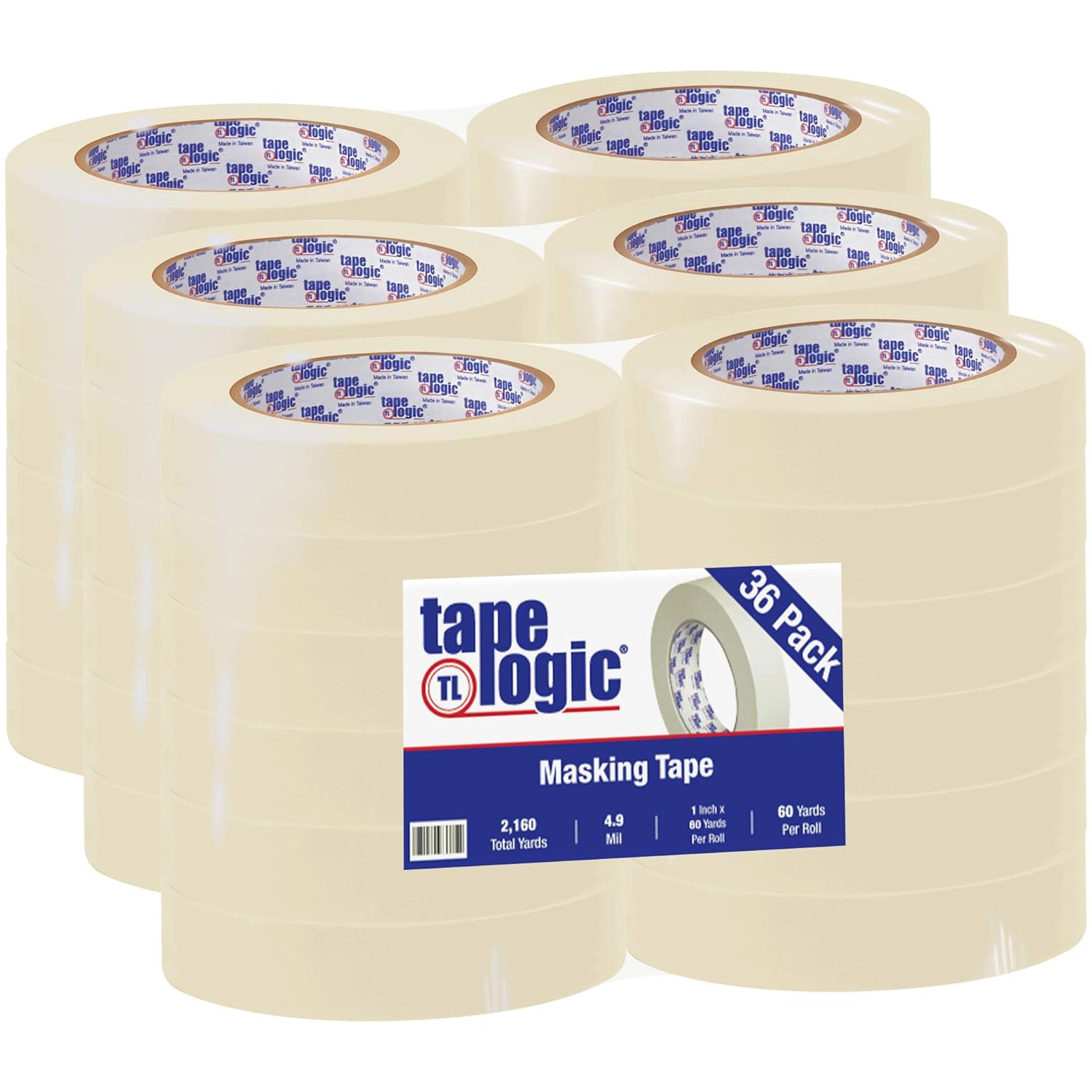 Tape Logic 2200 Masking Tape 1x60 Bulk Pack of 36 Natural