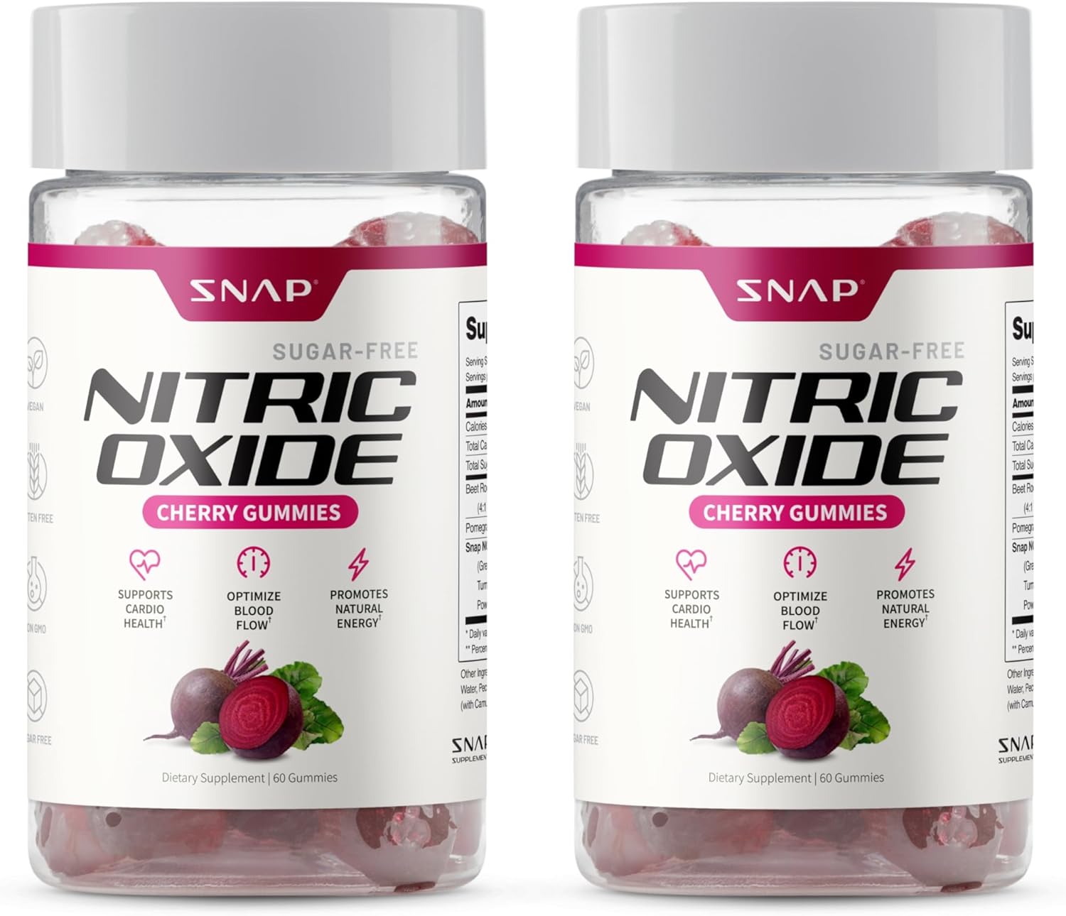 Snap Supplements Beet Root Gummies - 2 Pack Sugar Free Cherry Flavor