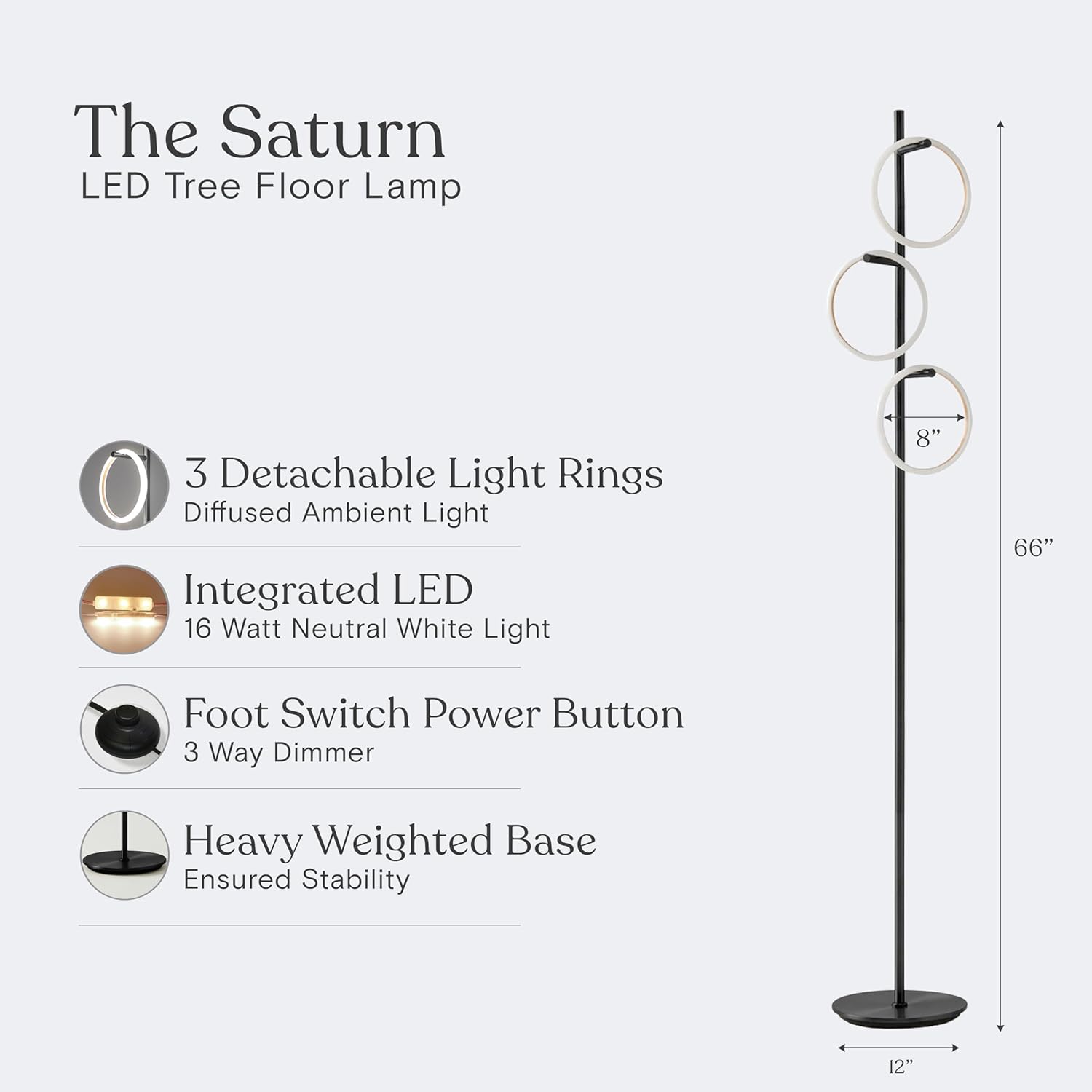 Brightech Saturn LED Tree Floor Lamp - Black