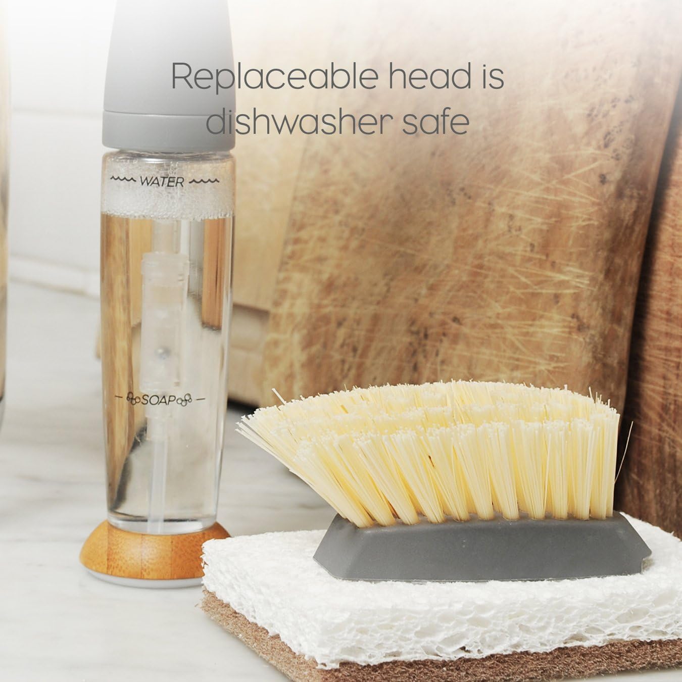 Full Circle FOMO Foam Soap Dish Brush Grey