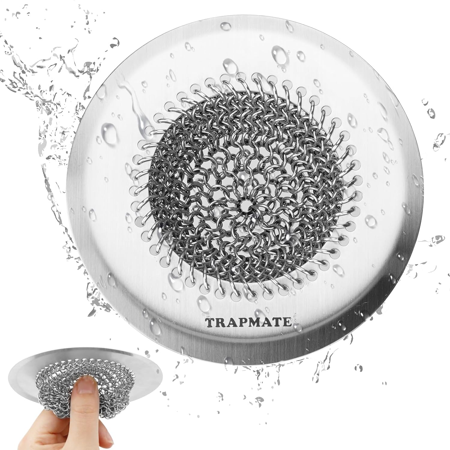 TRAPMATE Kitchen Sink Drain Strainer 304 Stainless Steel Reversible Large Capacity