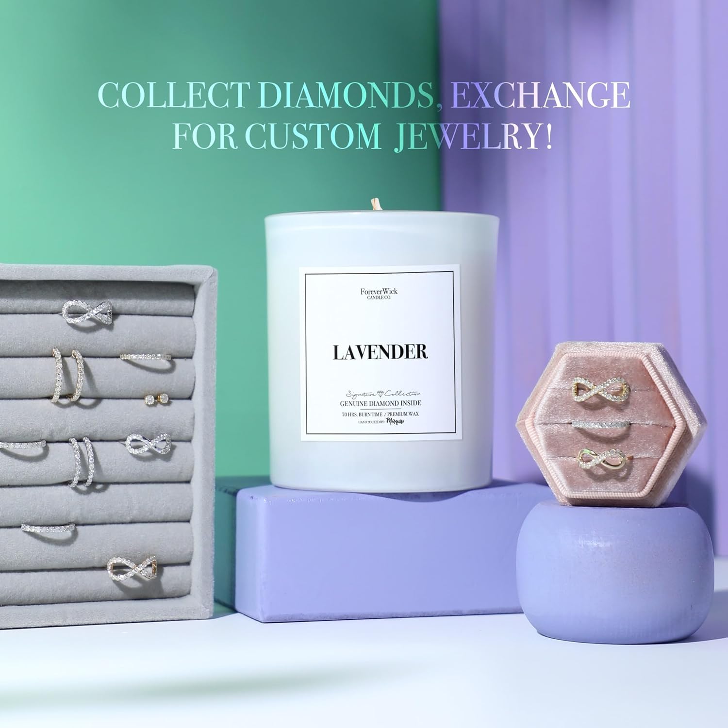 Lavender Magnolia Surprise Candle with Diamond Inside