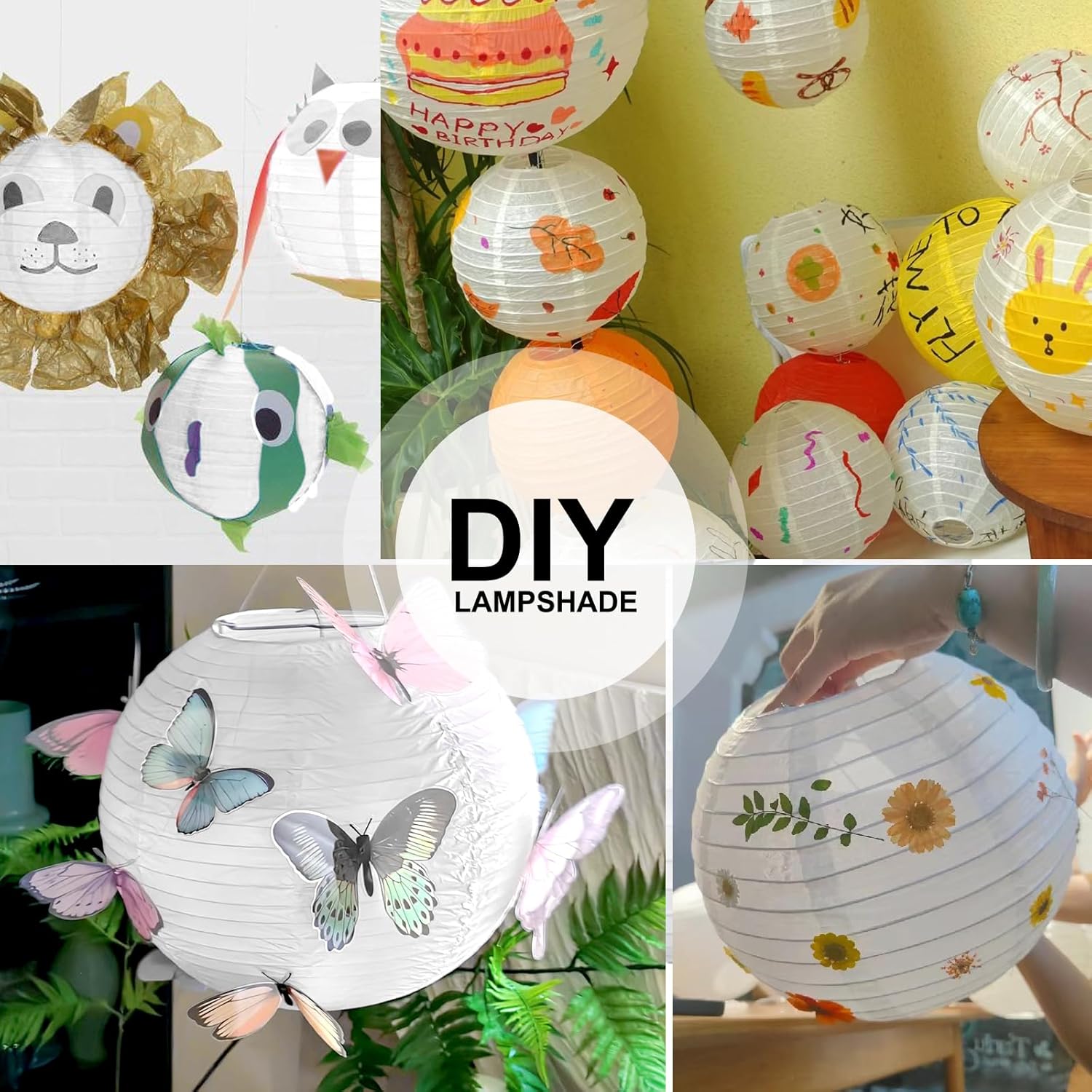 12Pcs White Paper Lanterns with Tape and String for Parties