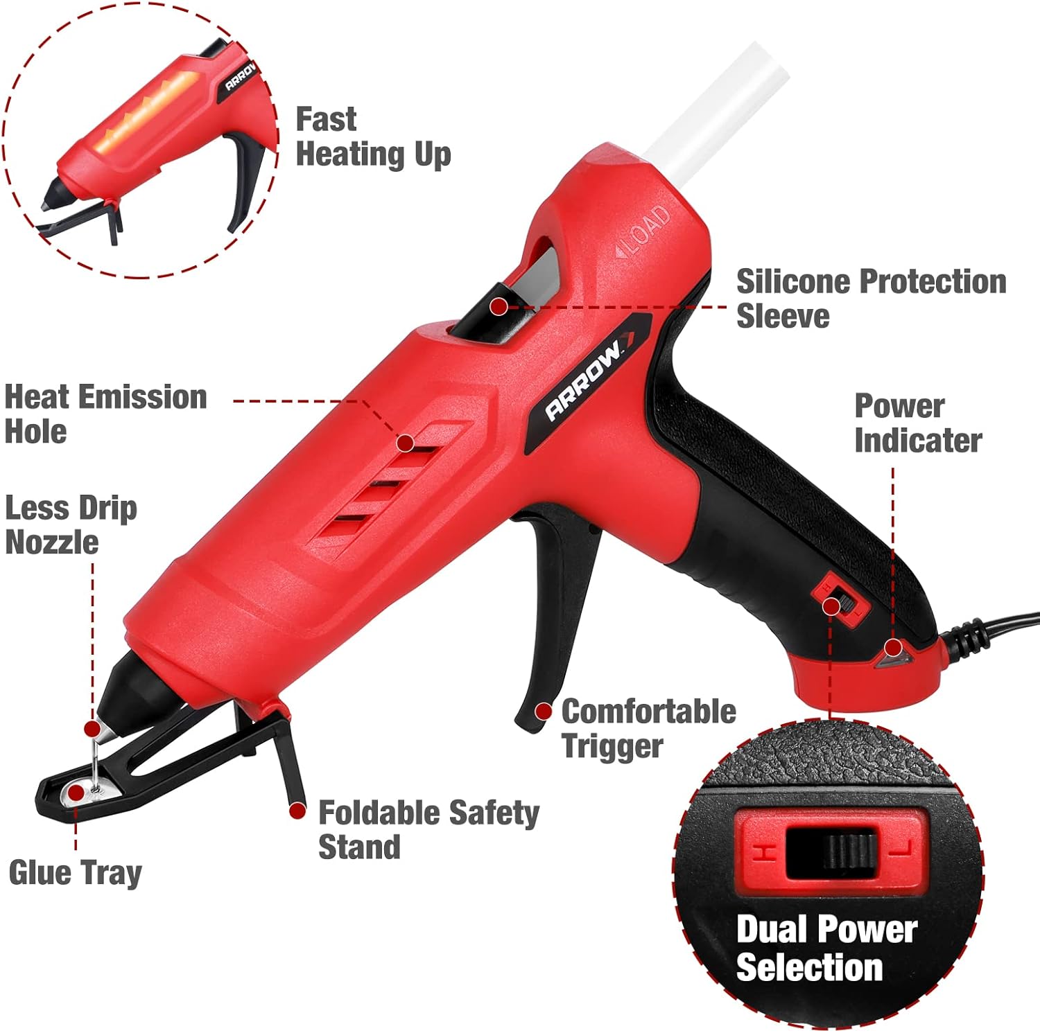 Arrow GT100DT Dual Temp Glue Gun Kit with 12 Sticks