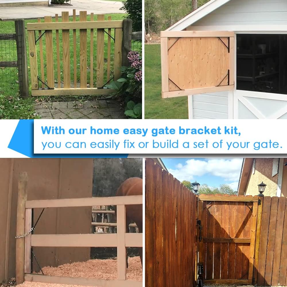 Heavy Duty Iron Fence Gate Corner Brackets Kit