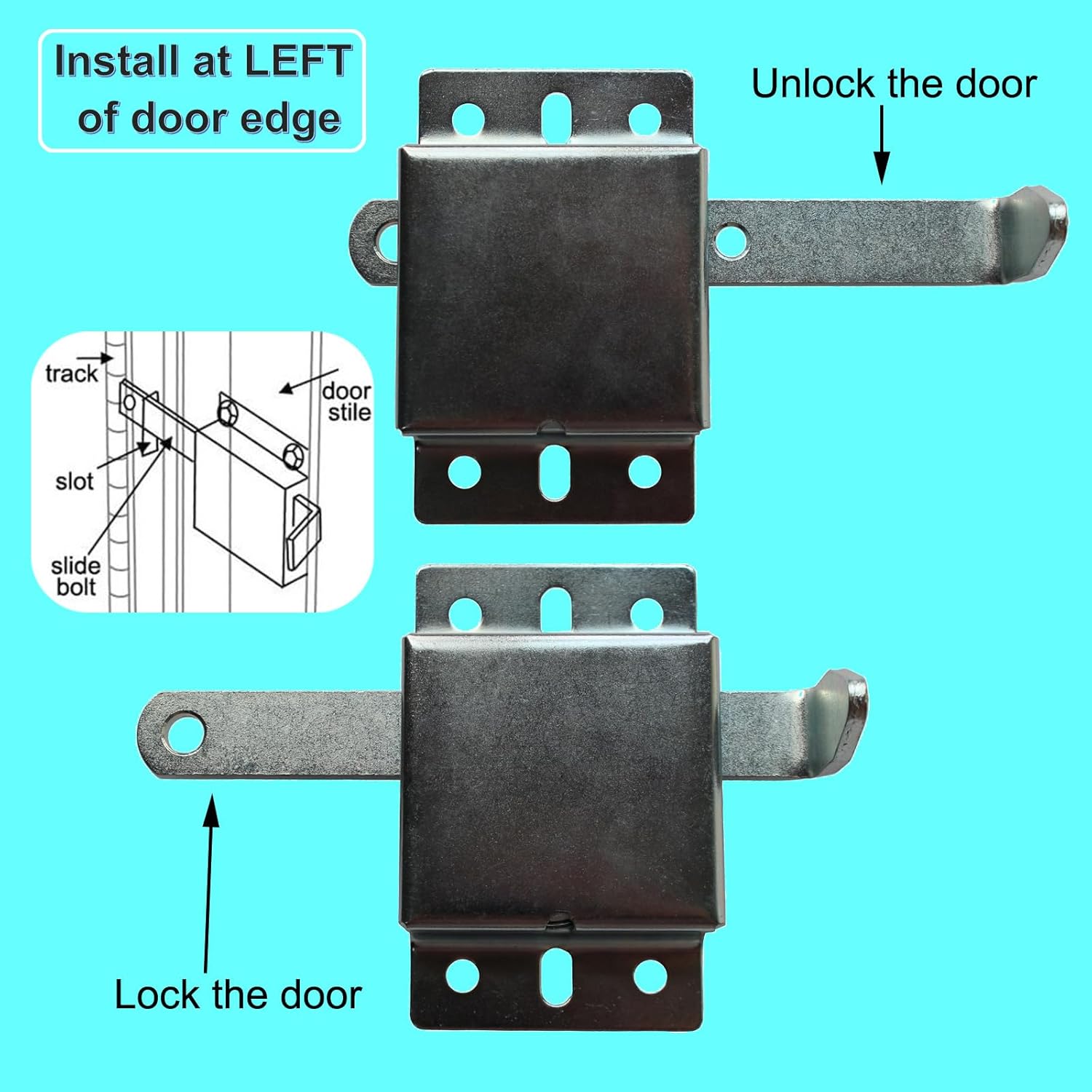 Garage Door Side Lock Heavy Duty Galvanized Steel Deadlock