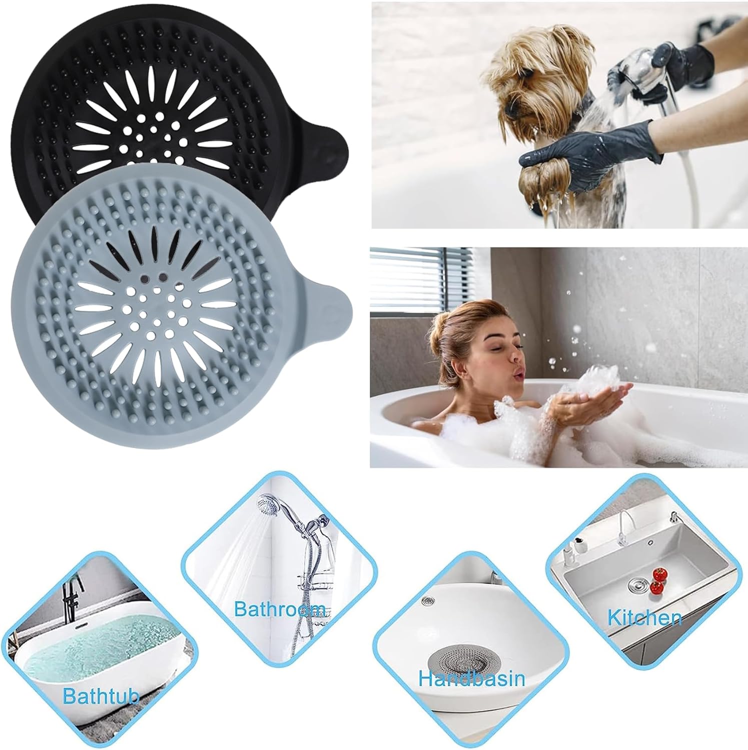 MaoMaoCha Hair Catcher with Suction Cups 2 Pack