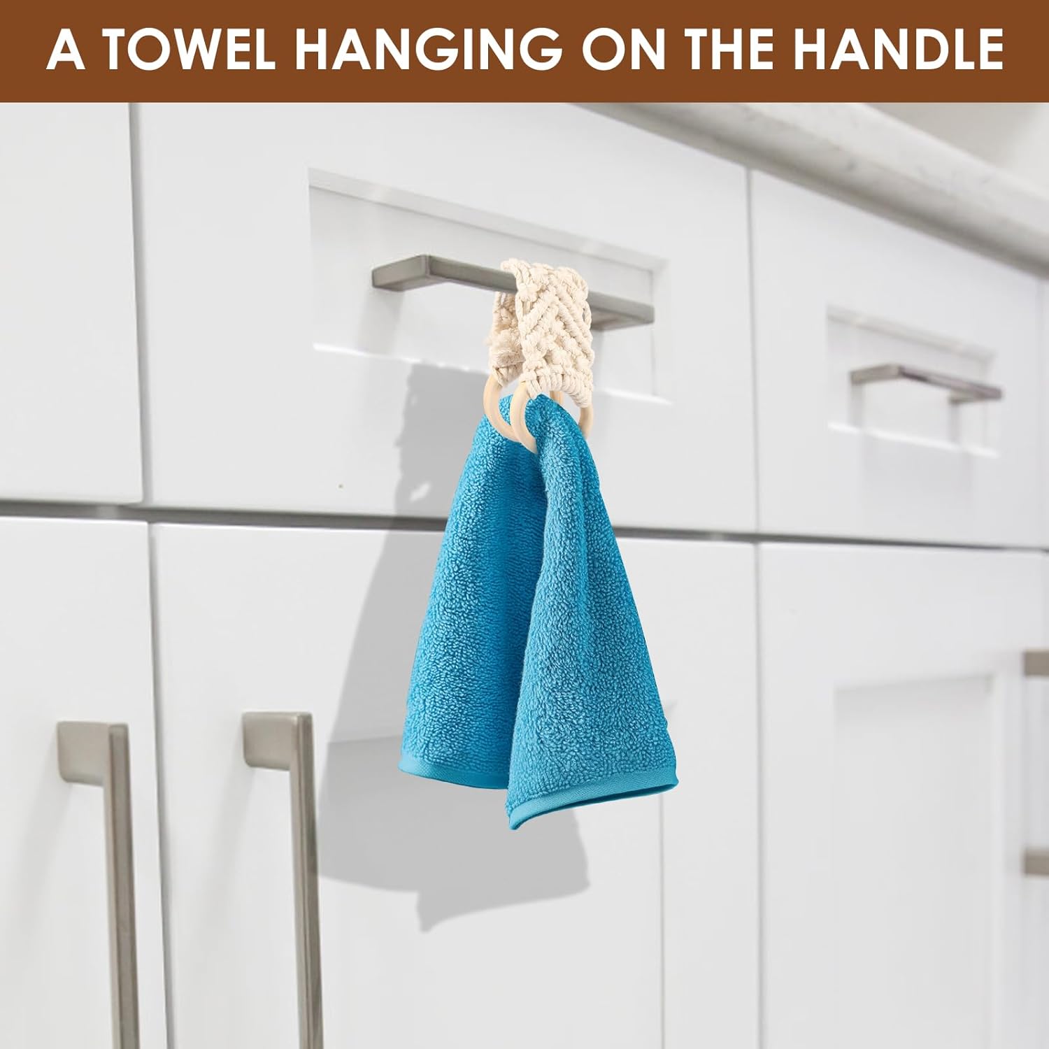 3Pcs Crochet Dish Towel Holder with Wooden Loops