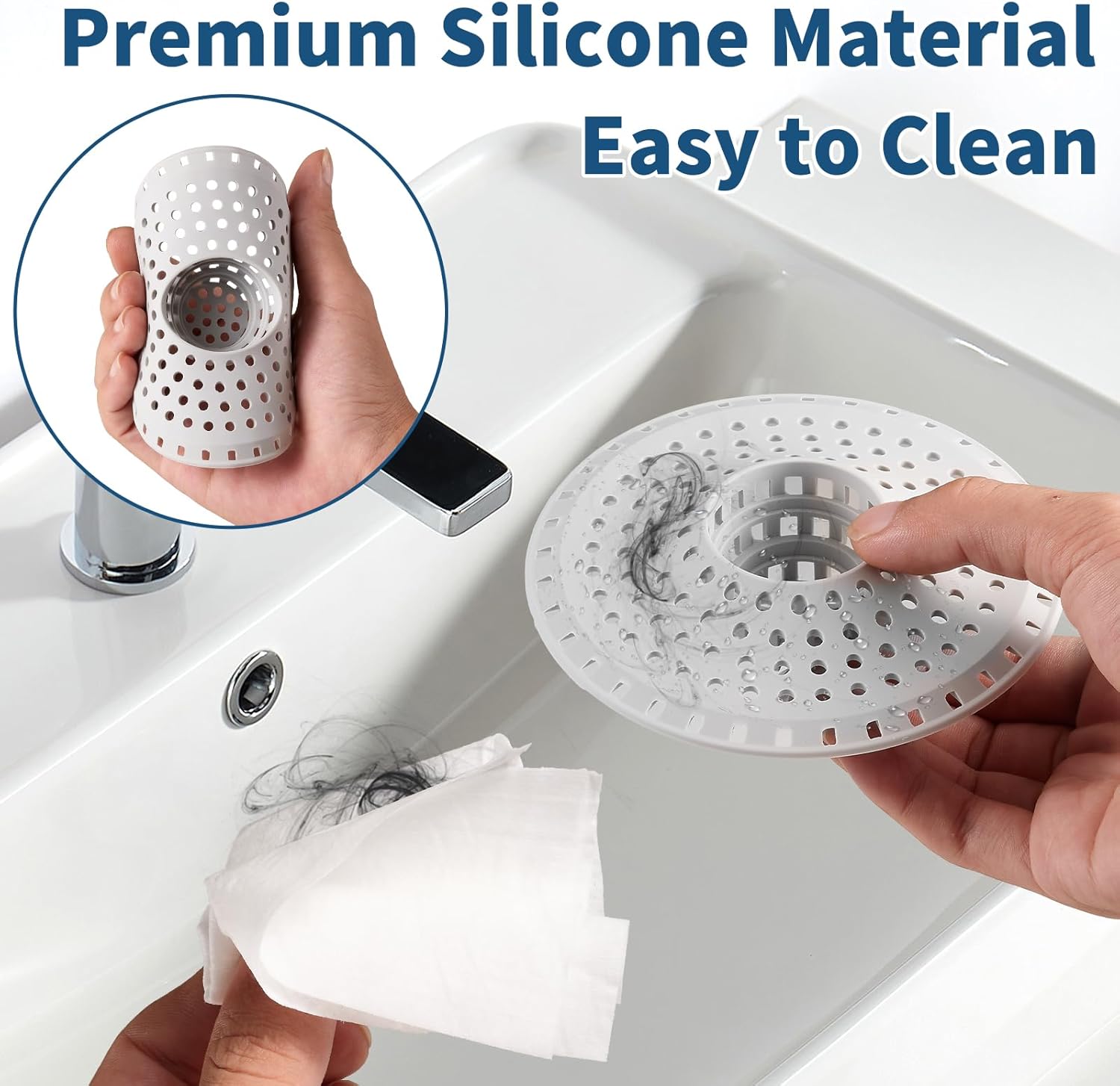 Dagoodia Shower Drain Hair Catcher 45 Silicone Collapsible