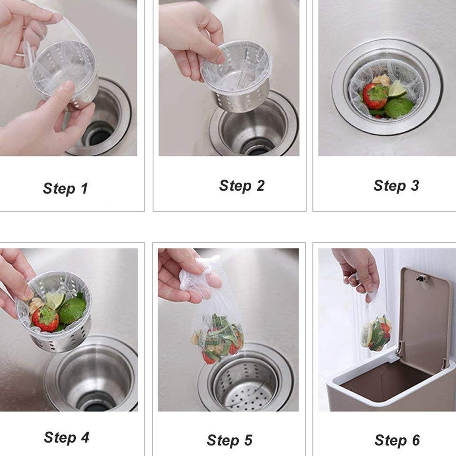 CNSZNAT 200 PCS Disposable Sink Strainer Mesh Bags