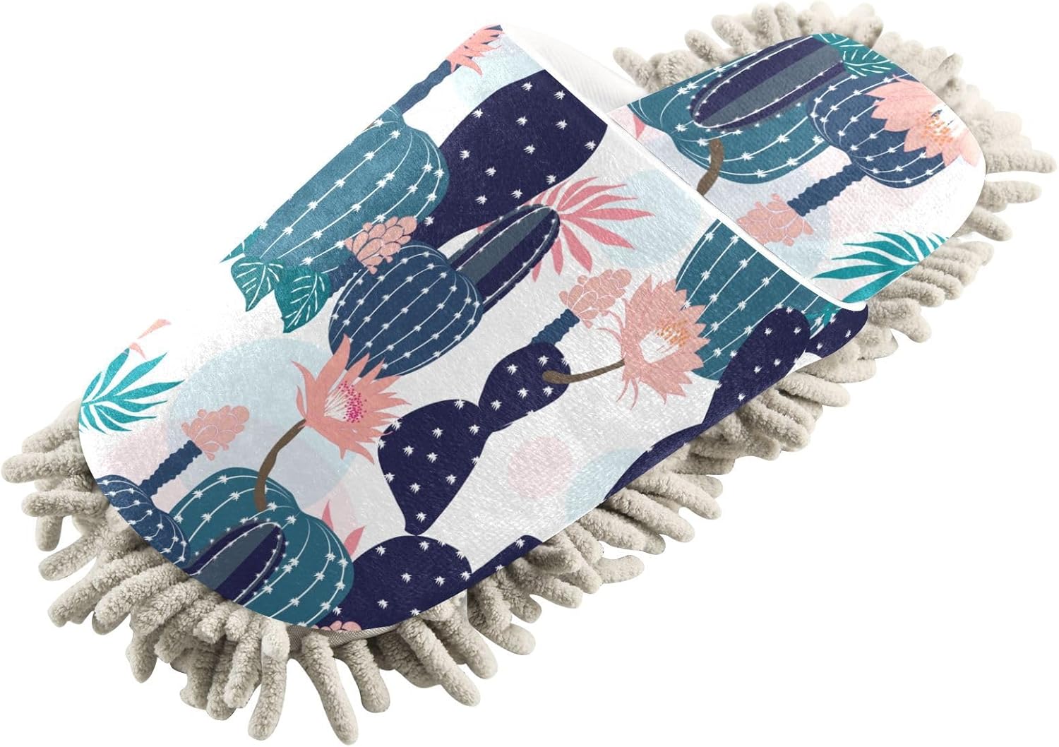 Sinestour Cactus Flowers Mop Slippers for Floor Cleaning