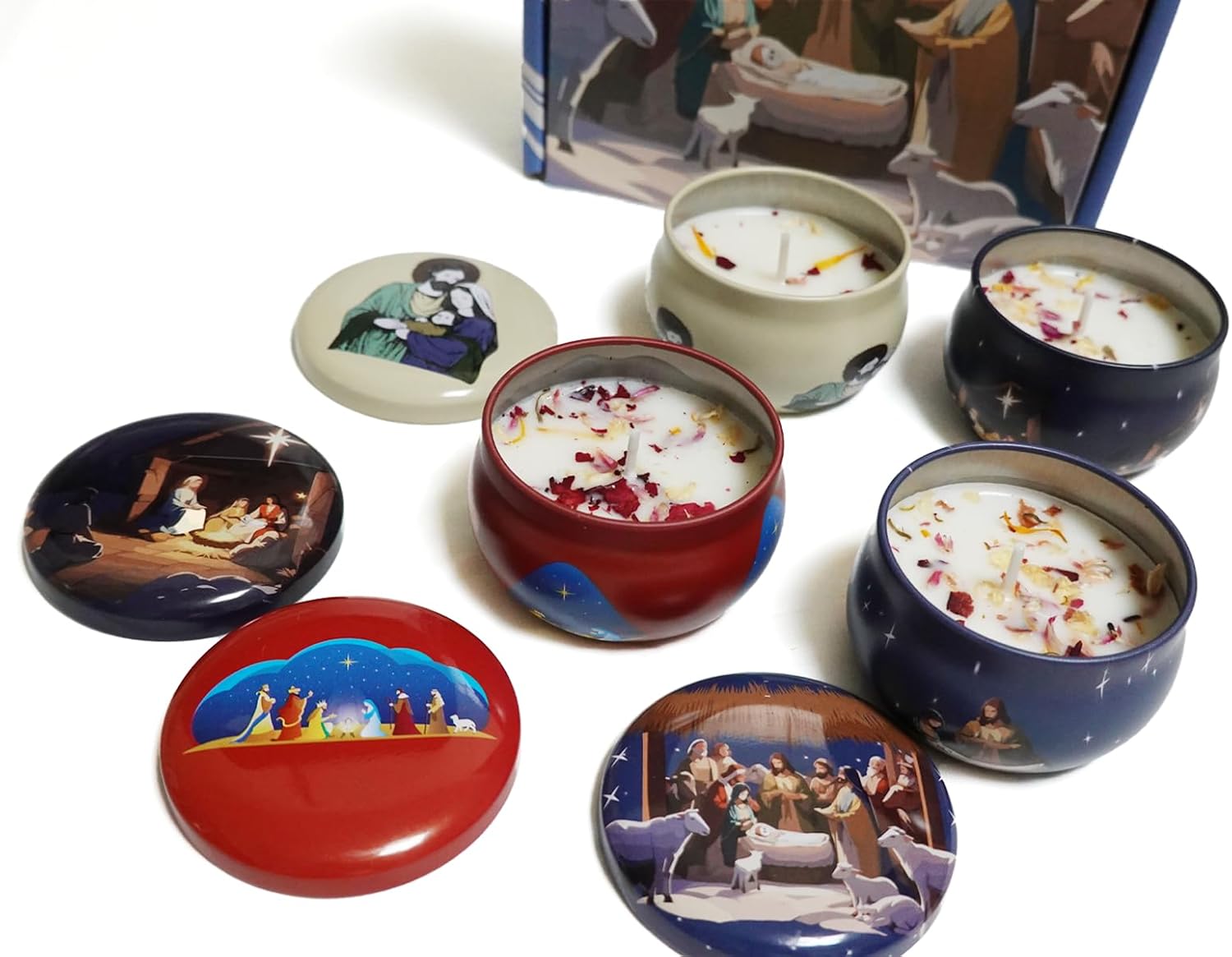 YouLain Nativity Scene Scented Candles 4-Pack