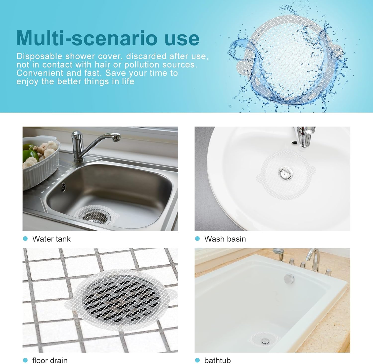30PCS Disposable Hair Catcher for Bathrooms and Sinks