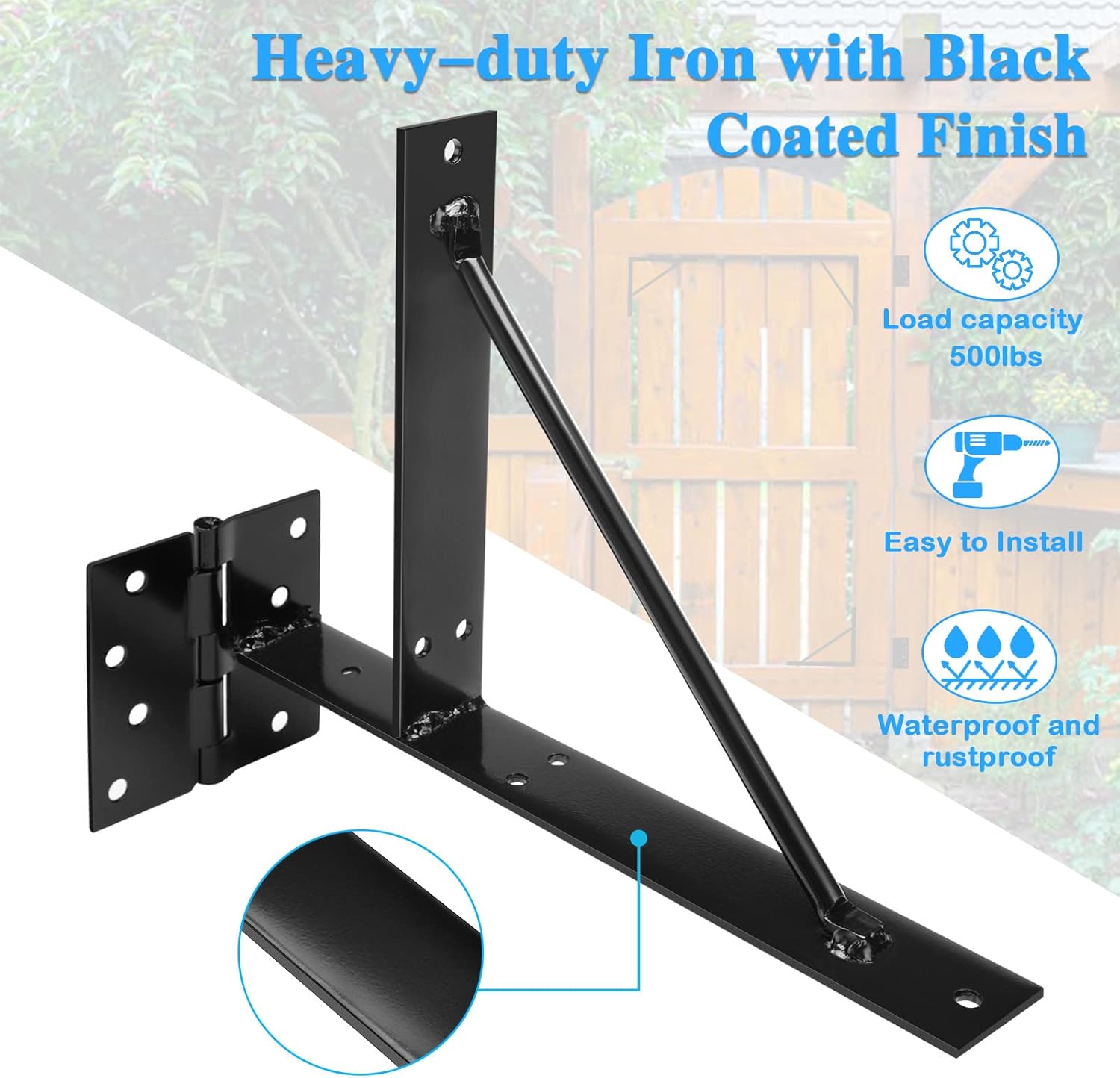 Heavy Duty Iron Fence Gate Corner Brackets Kit