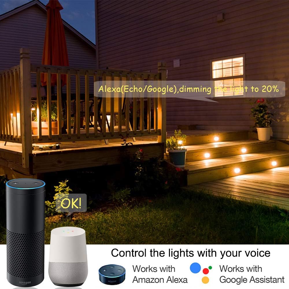Sumaote 10pcs LED Deck Light Kit - WiFi Smart RGBW Recessed Landscape Lighting