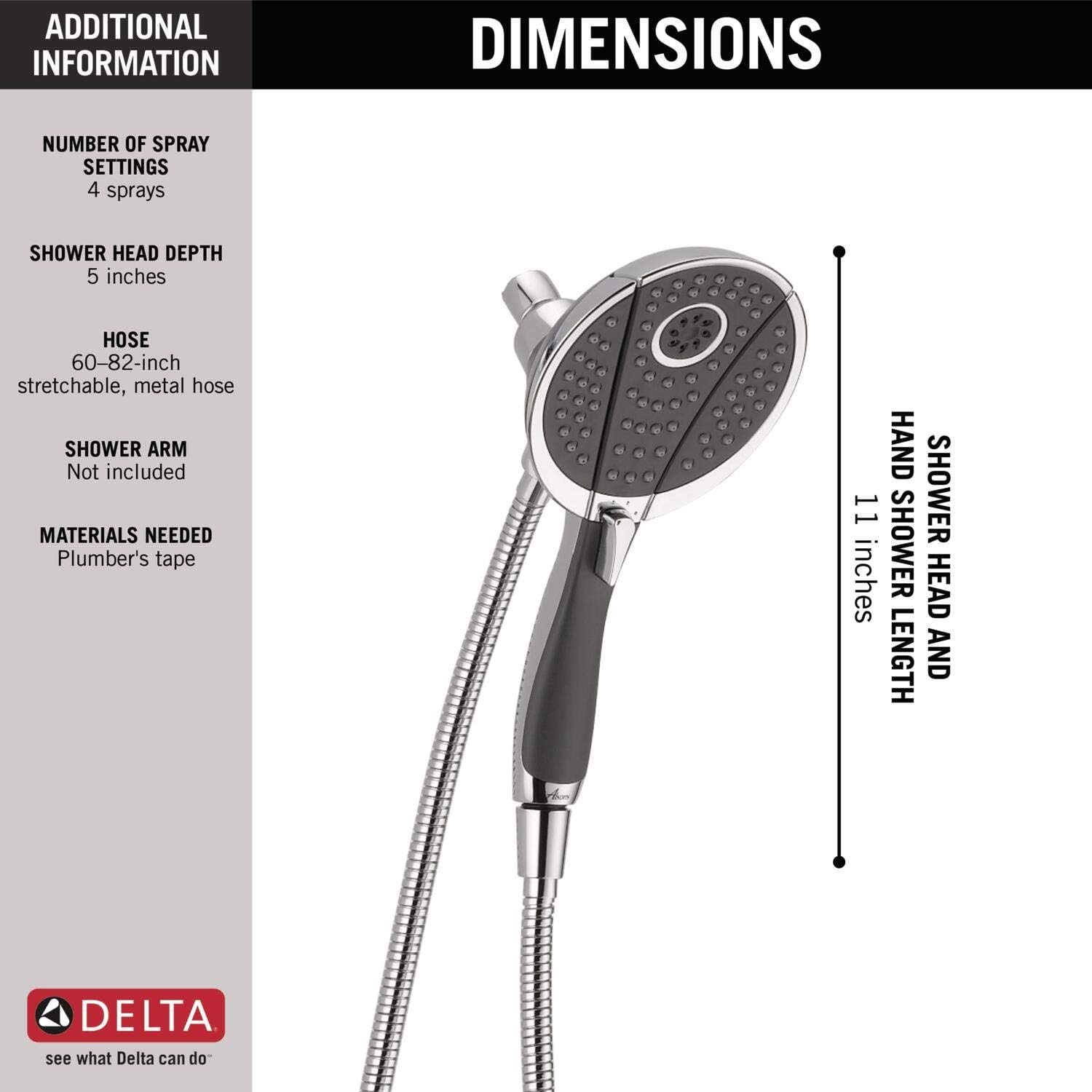 Delta In2ition 4-Spray Dual Shower Head with Handheld Chrome
