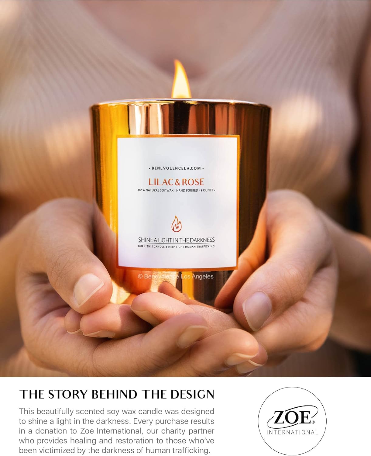 Benevolence LA Lilac Rose Soy Candle with Wood Wick