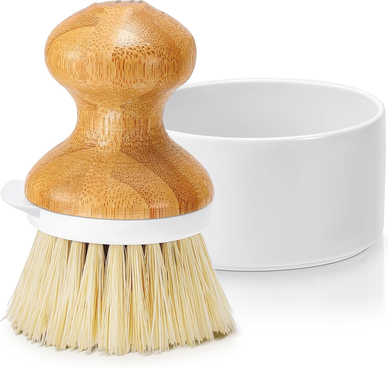EFAILY Bamboo Dish Brush with Soap Dispenser