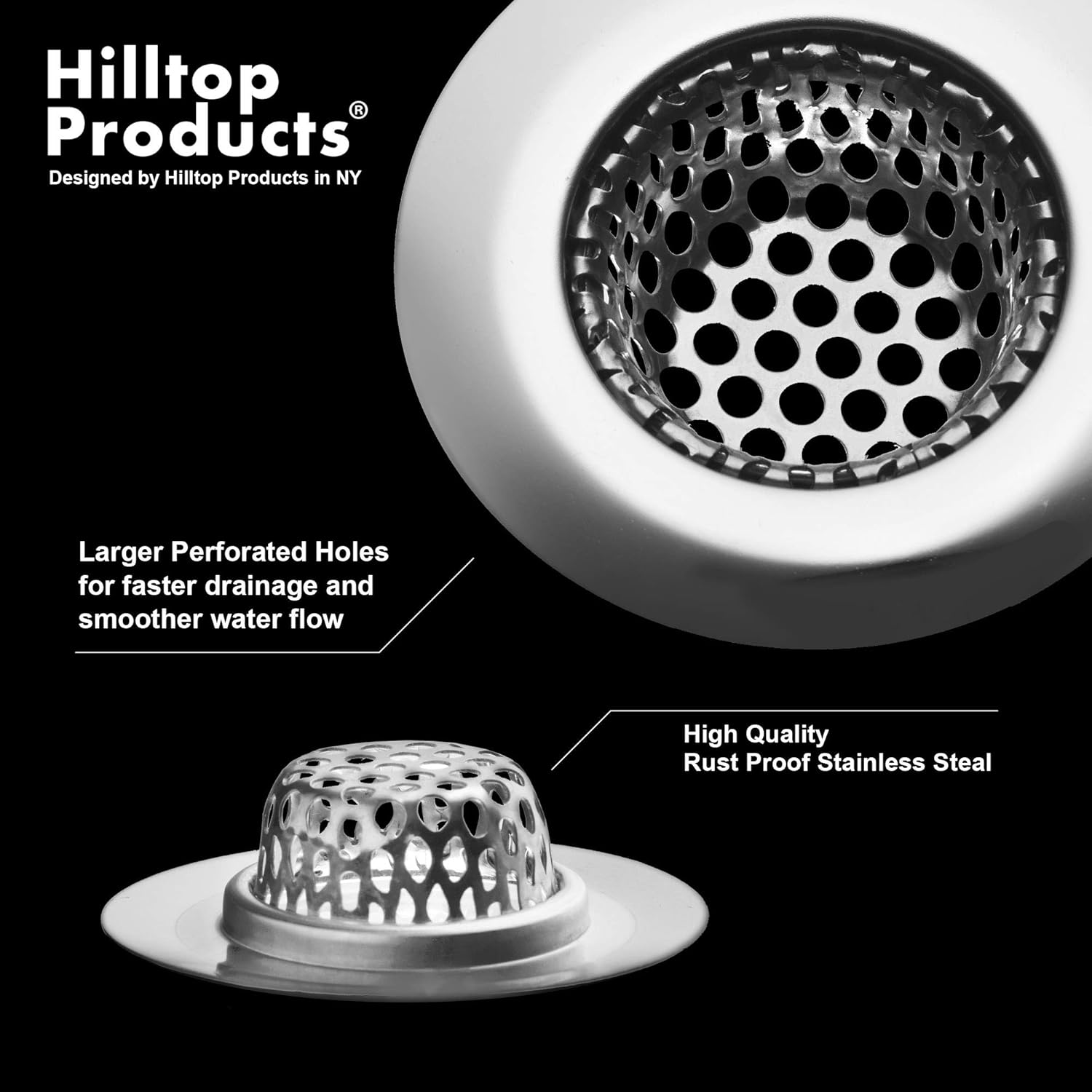4 Pack Bathroom Sink Strainers and Stopper Plug Combo