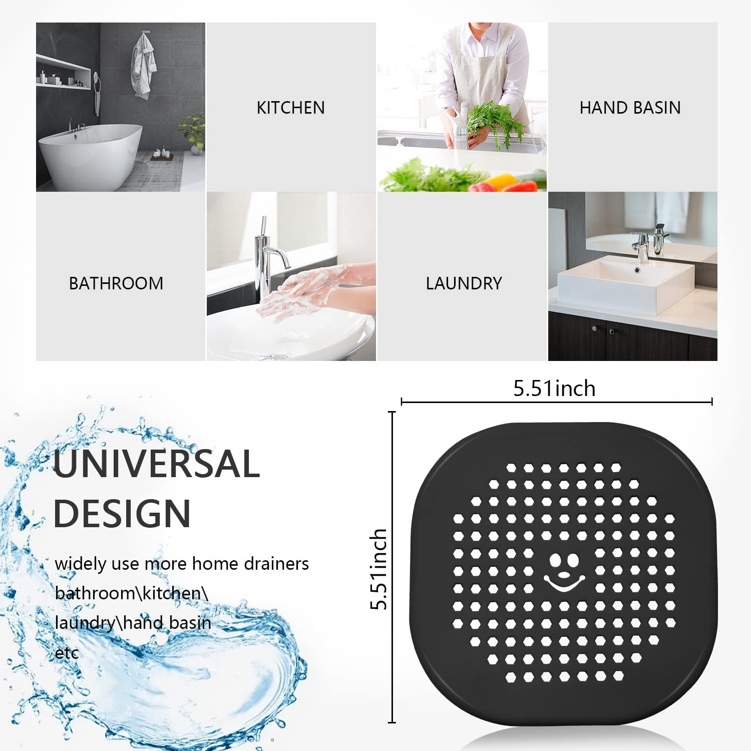 2 Pack Silicone Drain Hair Catcher for Kitchen and Shower