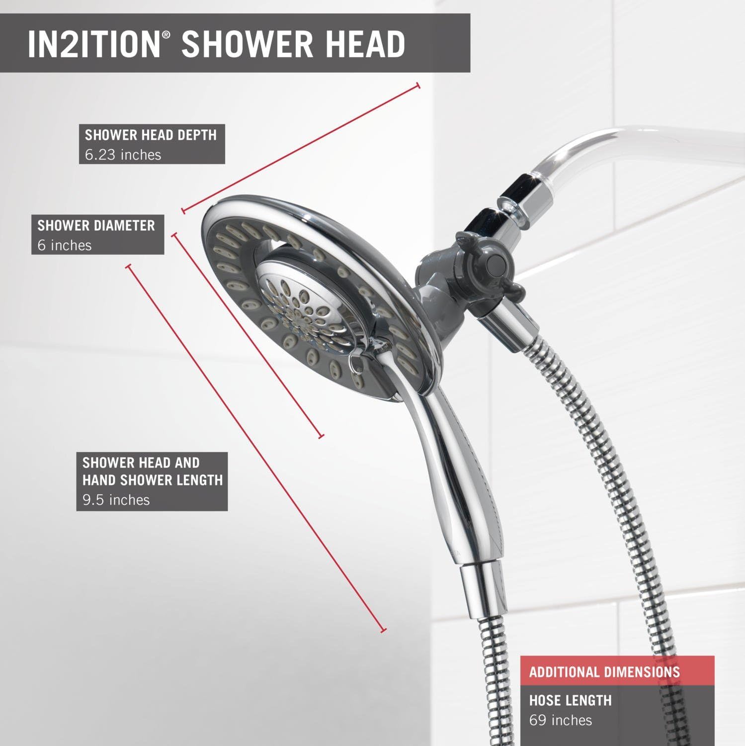 Delta Faucet 2-in-1 Dual Handheld Shower Head with Hose Champagne Bronze